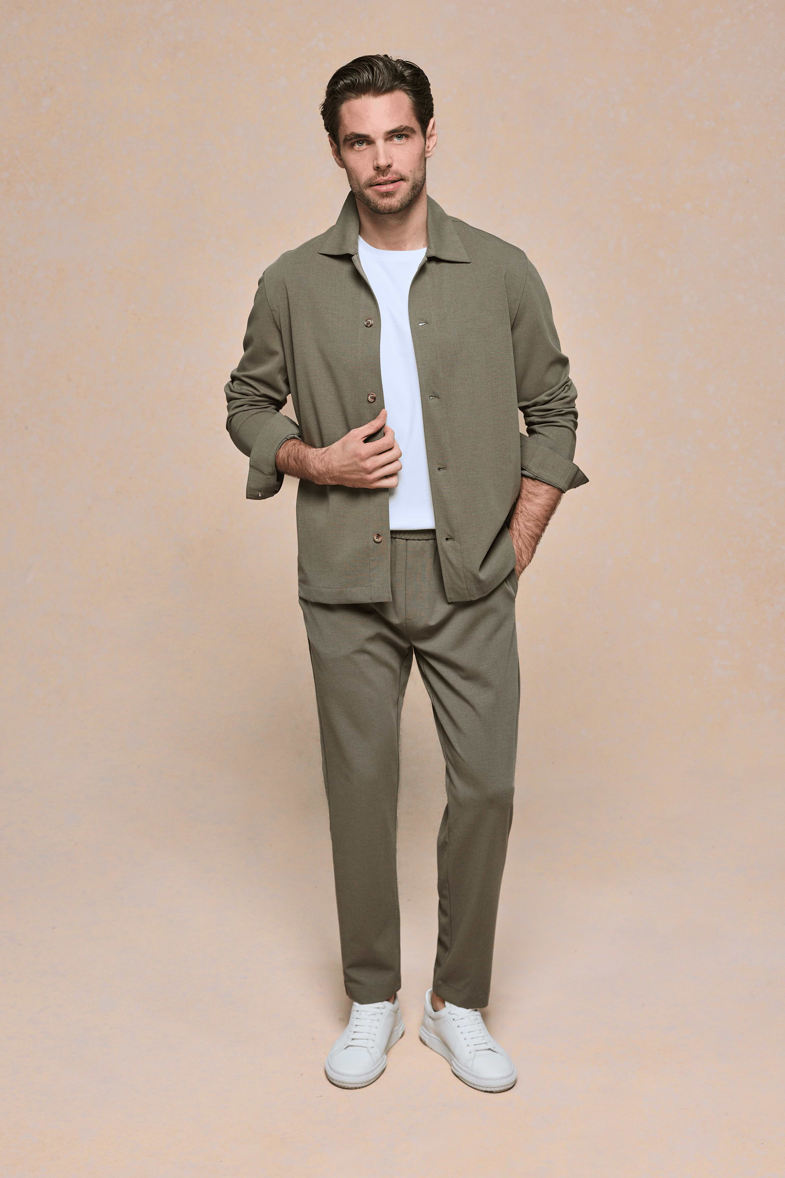 Geneva Textured Overshirt - Khaki