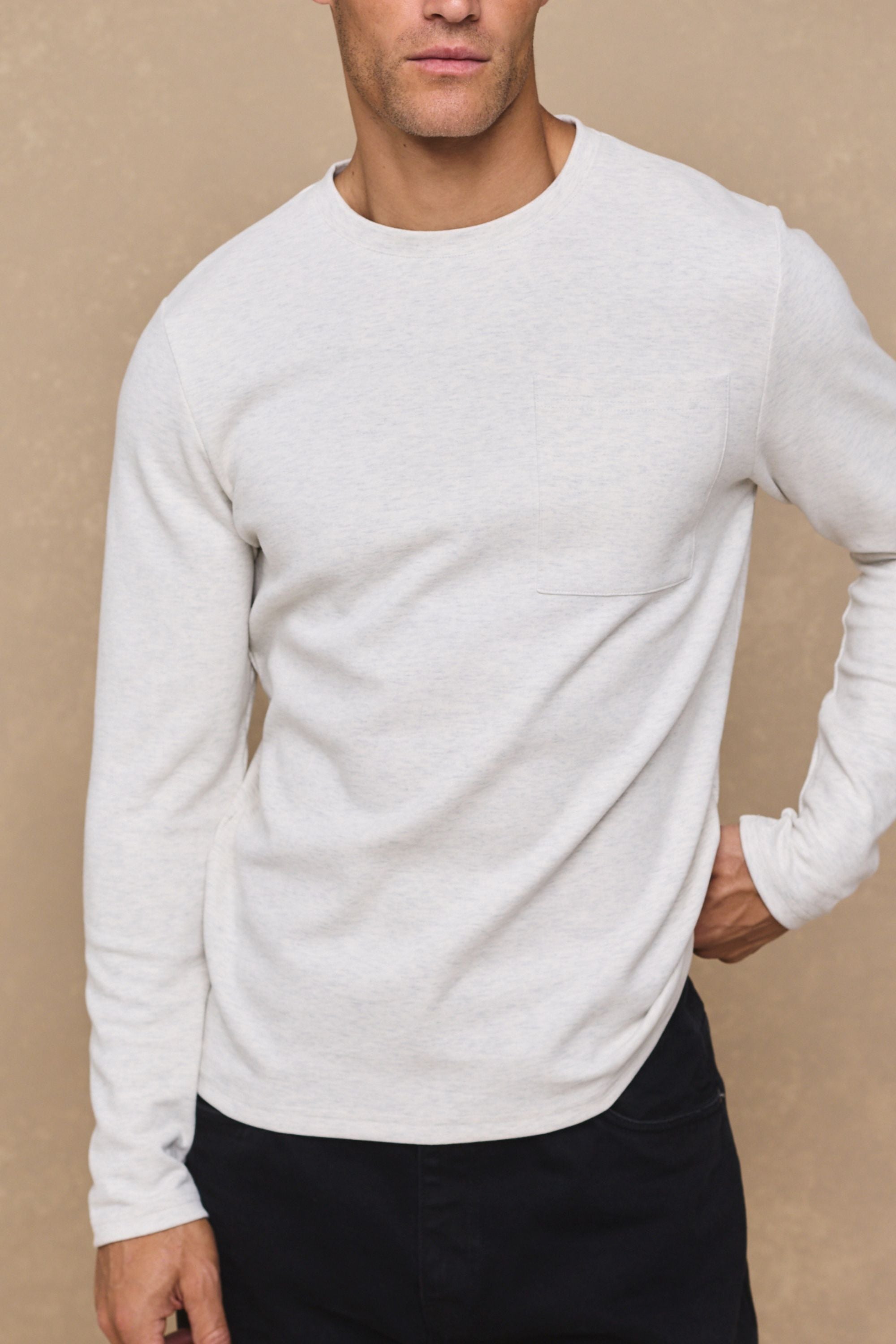 Tyler Long Sleeve Top - Stone Marl