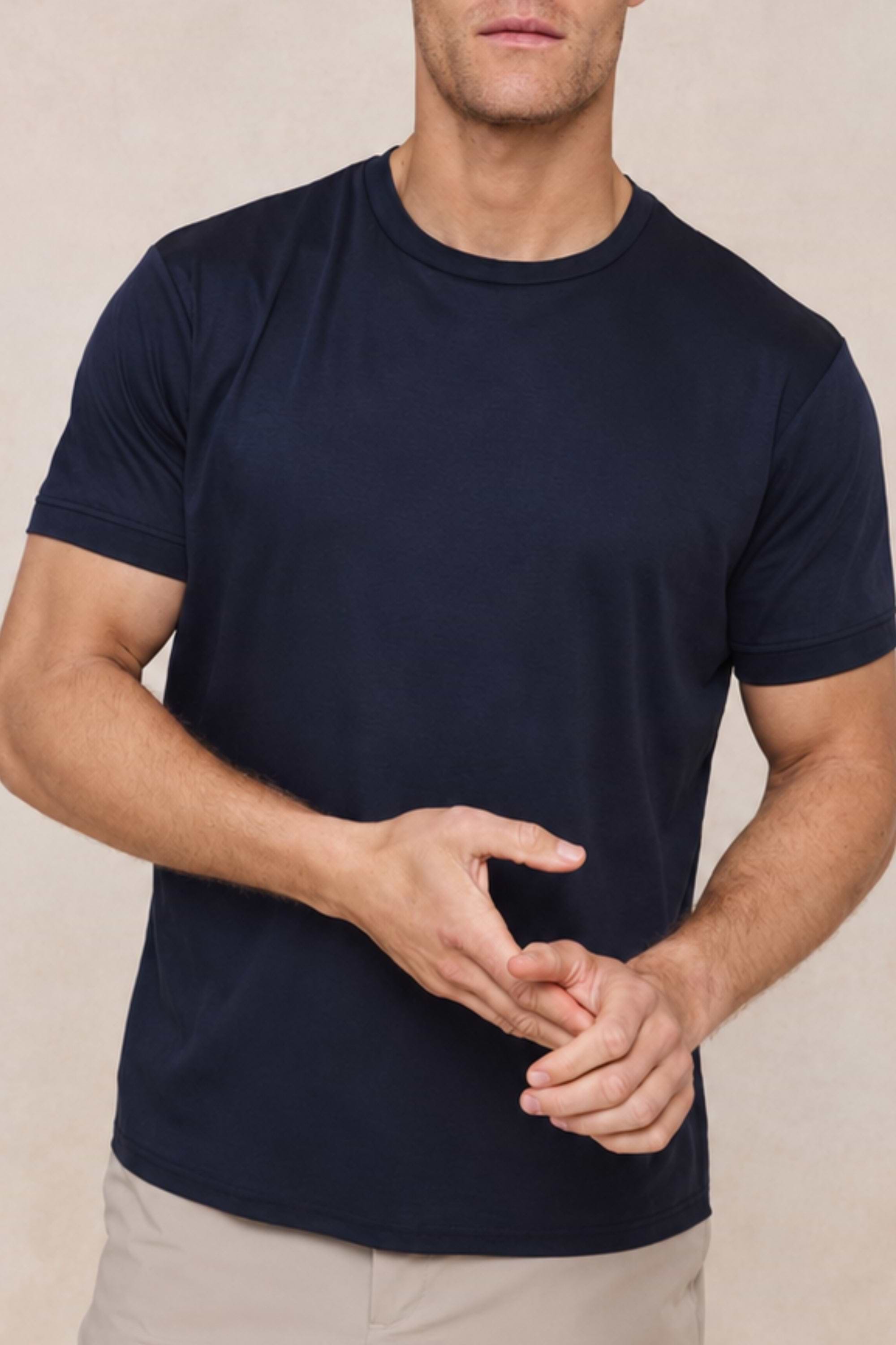 Luxe Mercerised T-Shirt - Navy