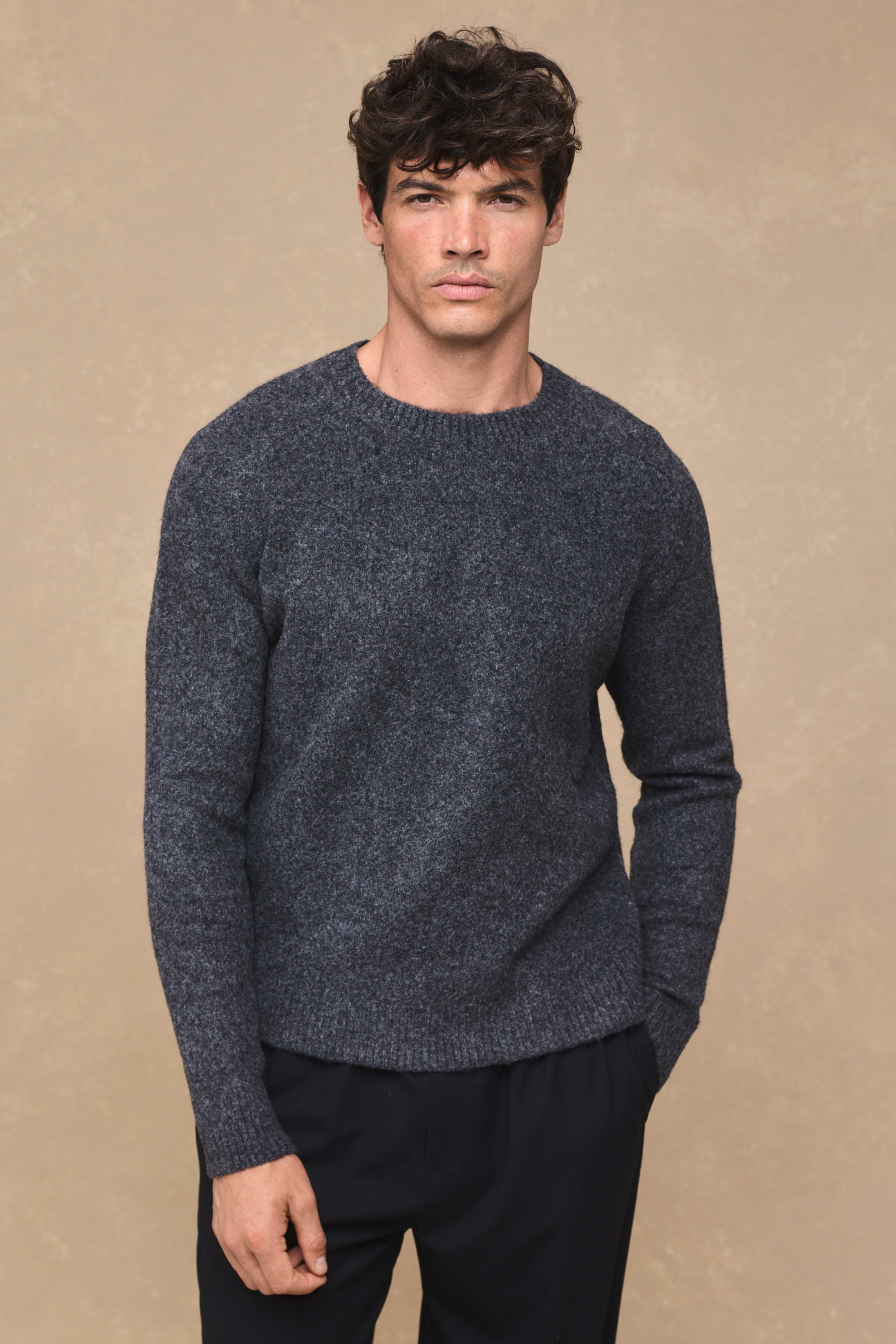 Mikkel Speckled Crew Neck Jumper - Charcoal Marl