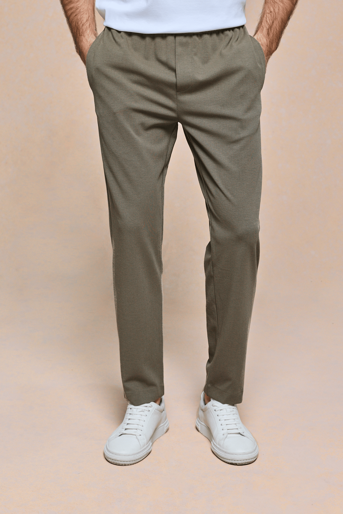 Geneva Textured Tapered Trouser - Khaki