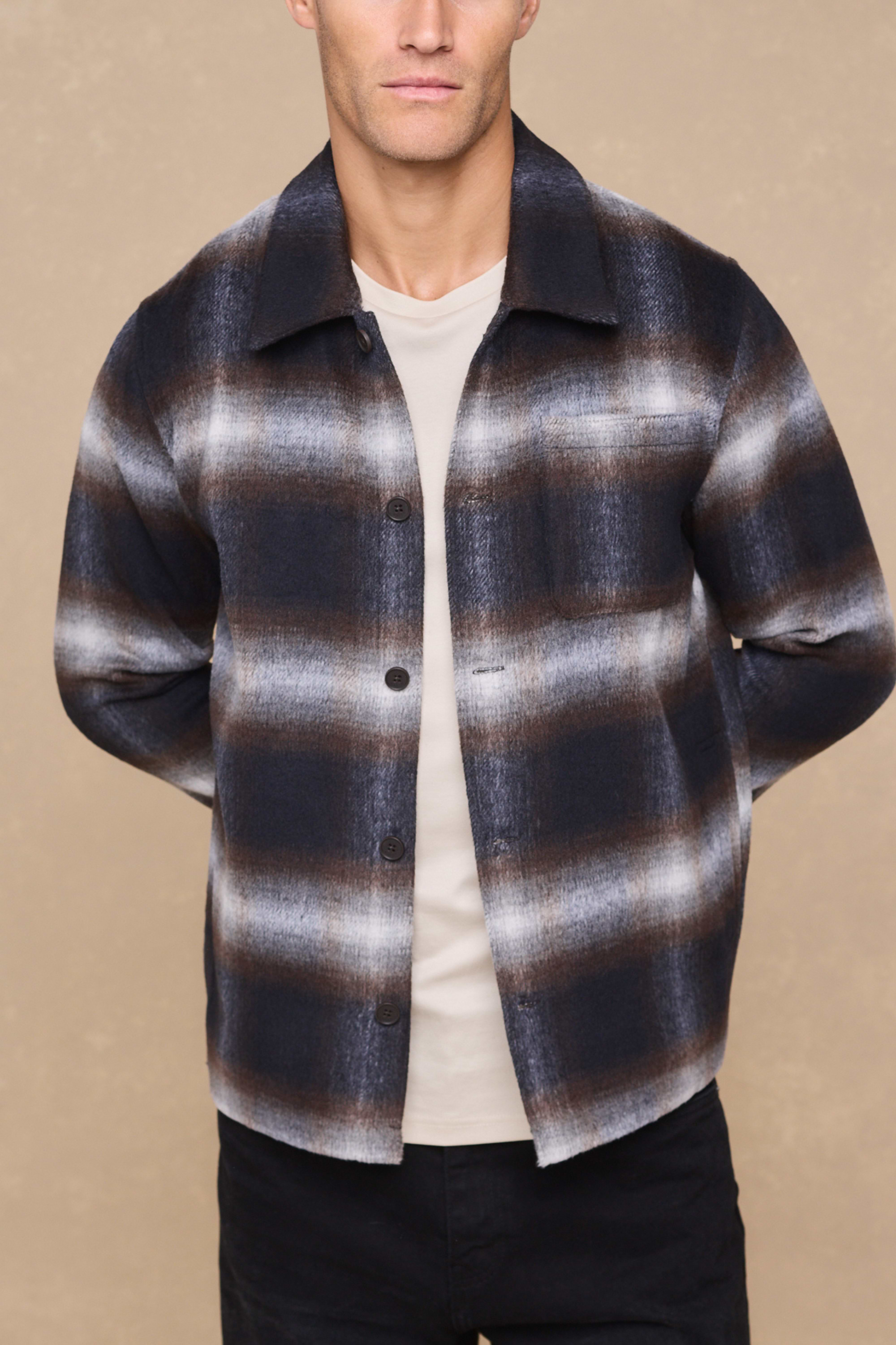 Victor Brushed Checked Overshirt - Check