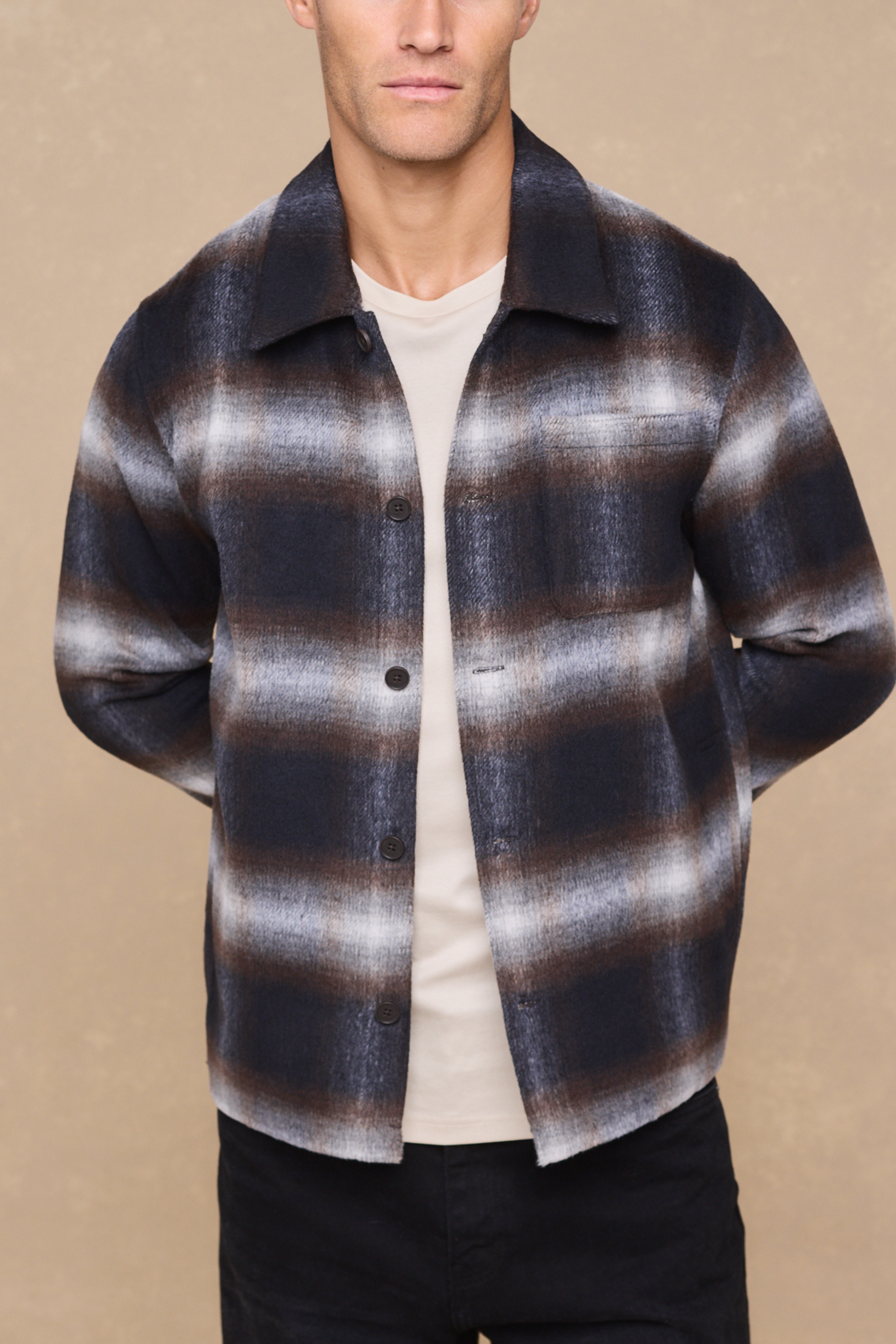 Victor Brushed Checked Overshirt - Check