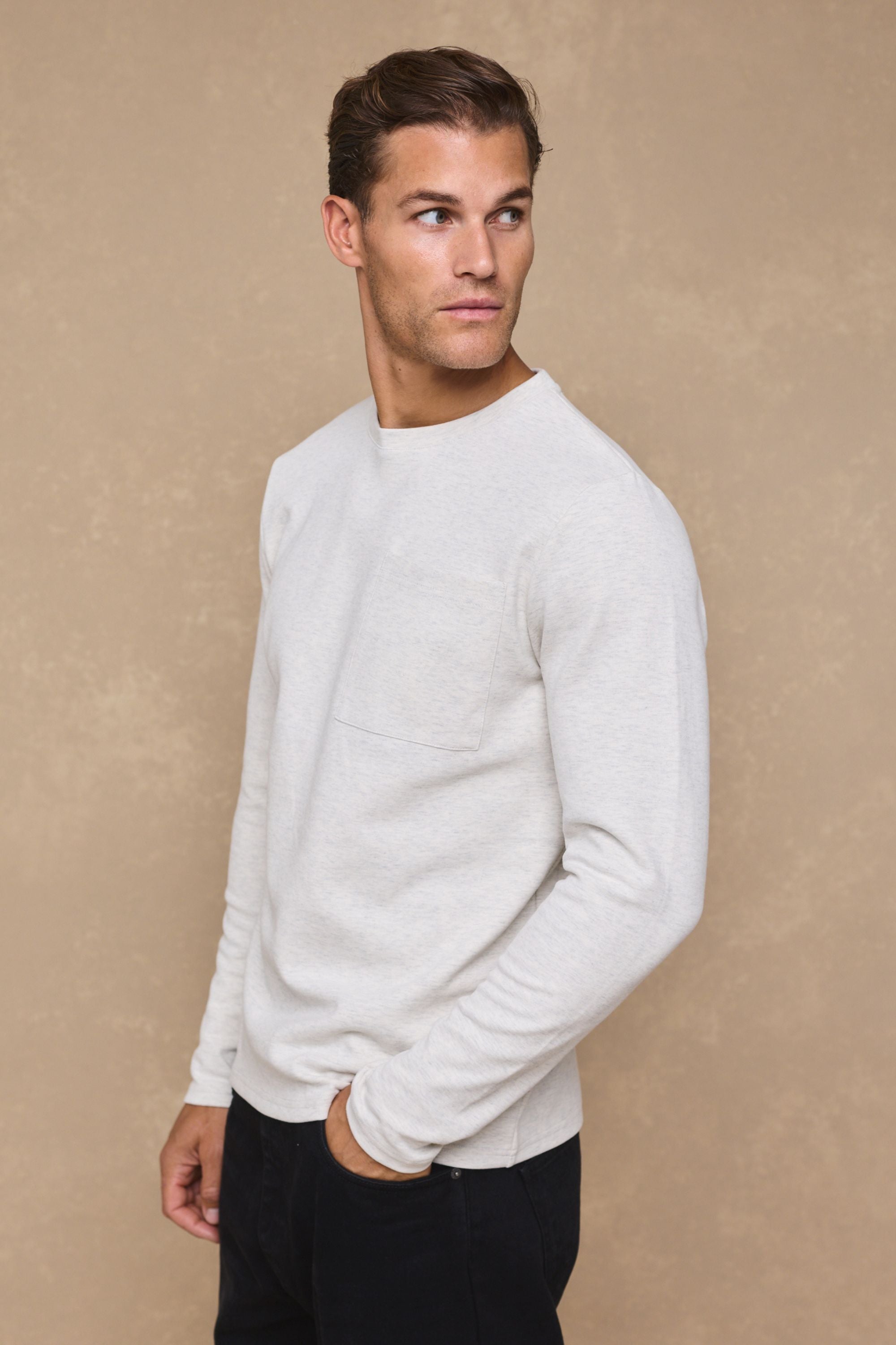 Tyler Long Sleeve Top - Stone Marl