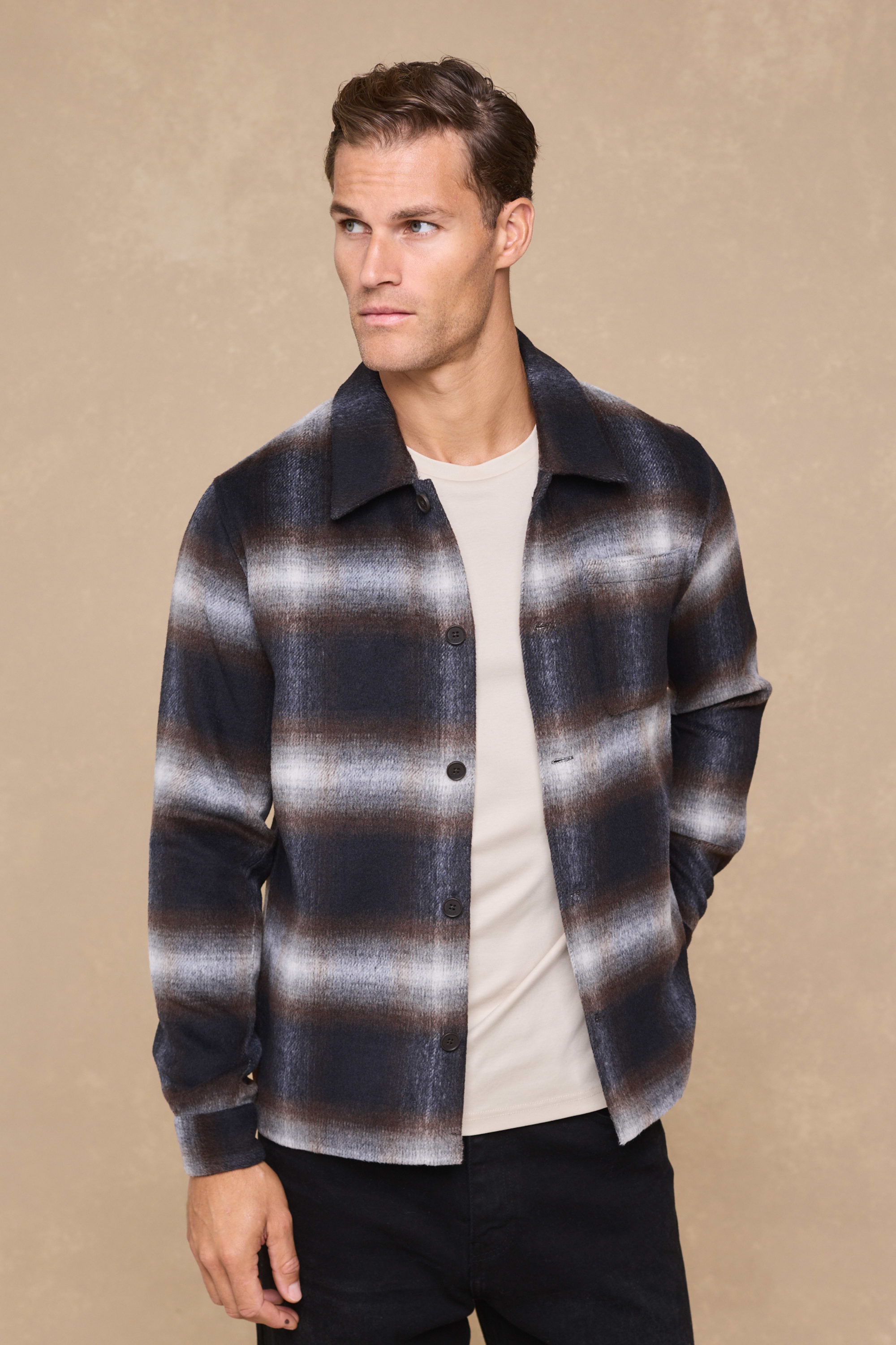 Victor Brushed Checked Overshirt - Check