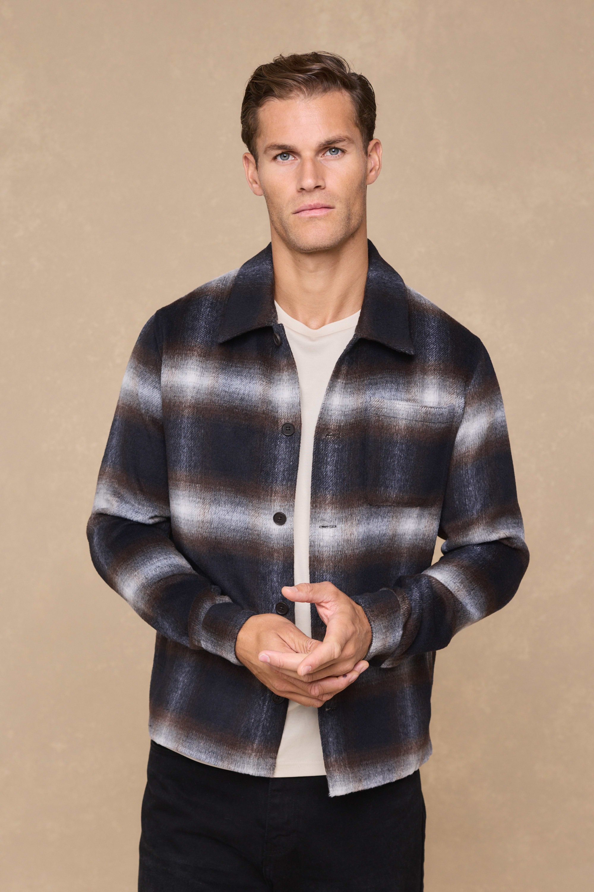 Victor Brushed Checked Overshirt - Check