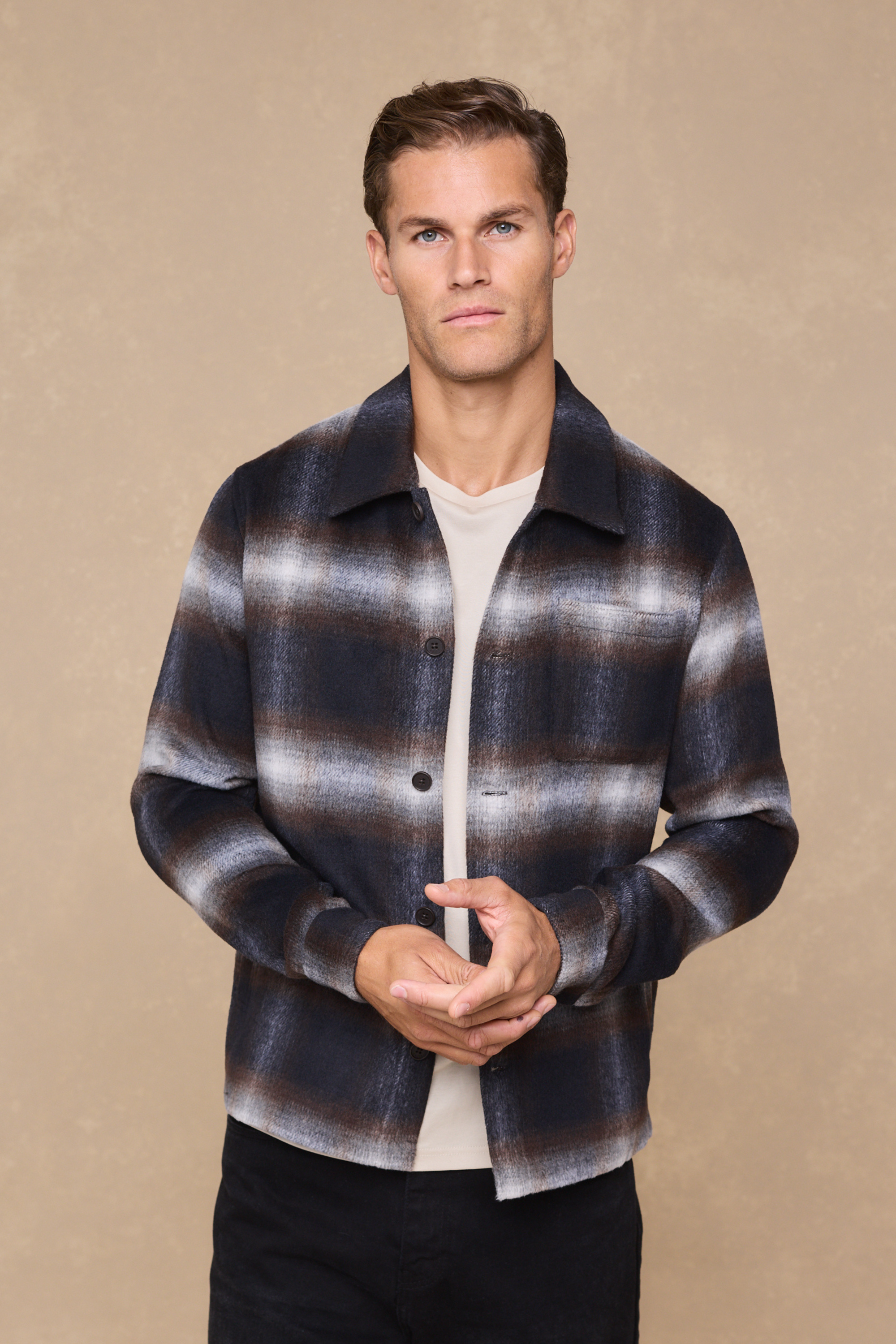 Victor Brushed Checked Overshirt - Check