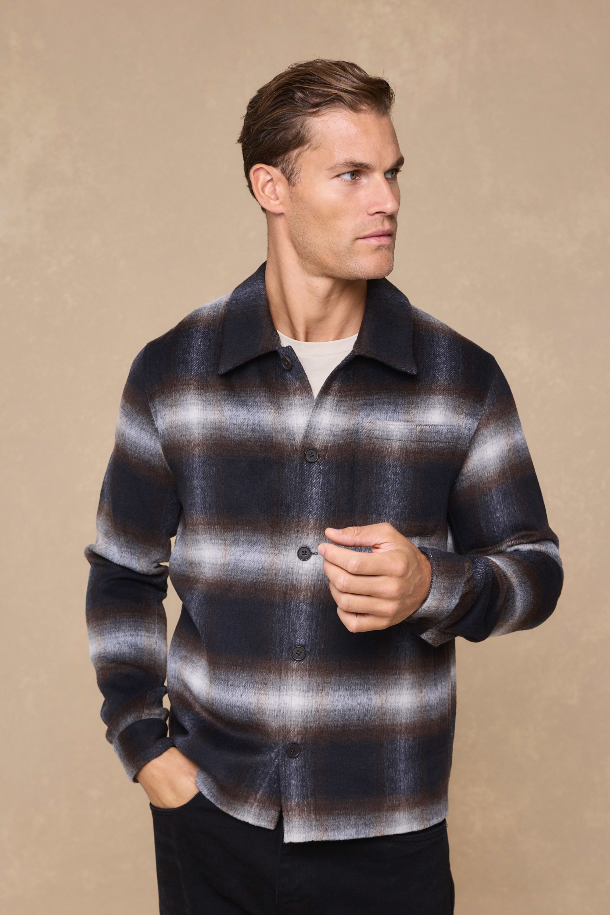 Victor Brushed Checked Overshirt - Check