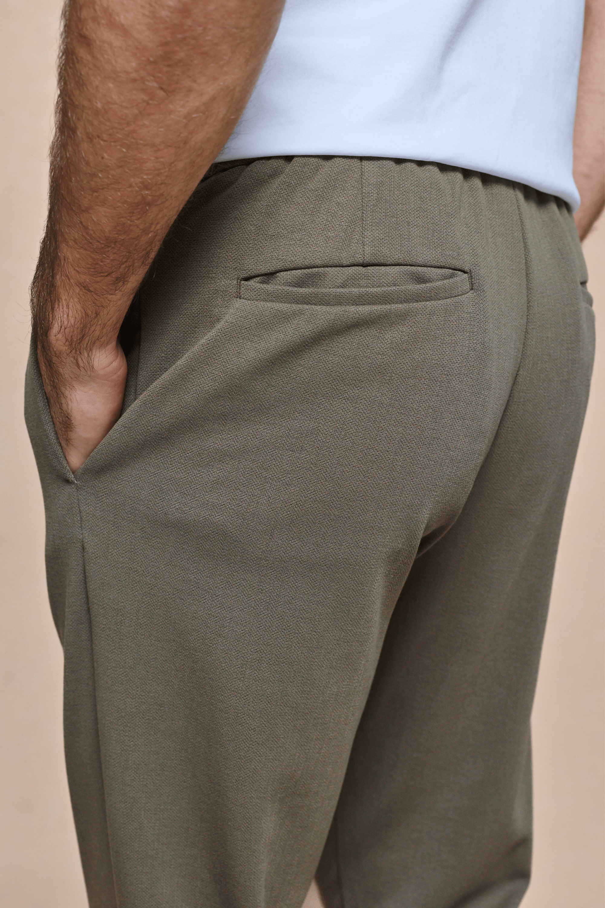 Geneva Textured Tapered Trouser - Khaki