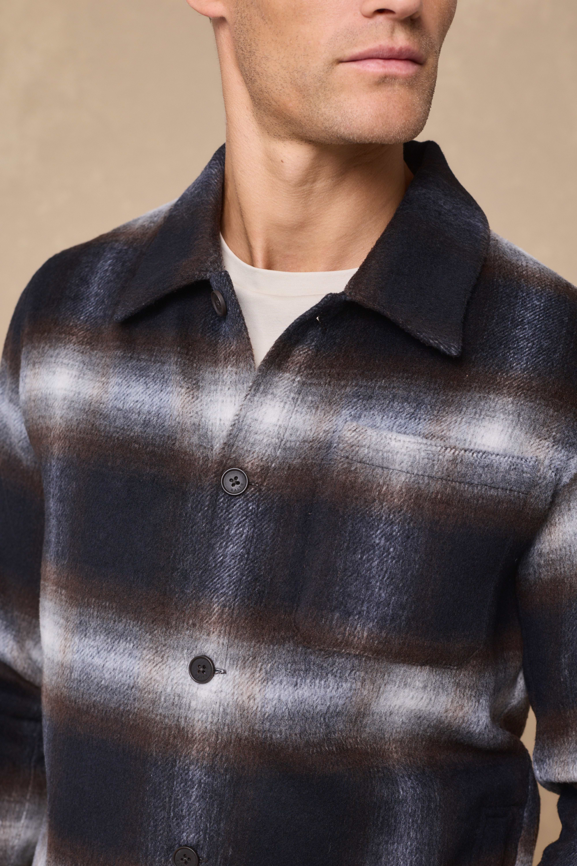 Victor Brushed Checked Overshirt - Check
