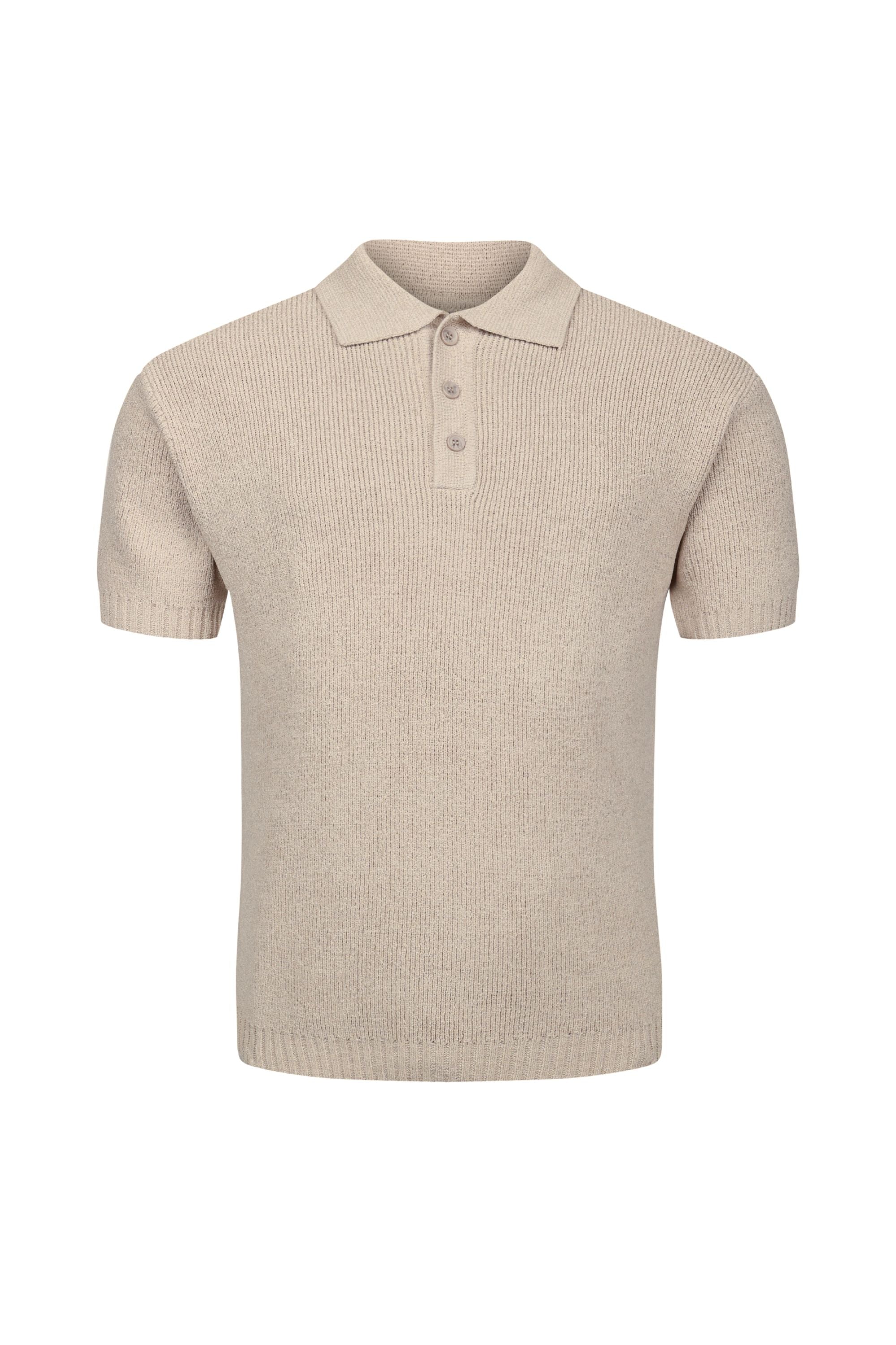 Sorelle Short Sleeve Rib Knit Polo - Sand