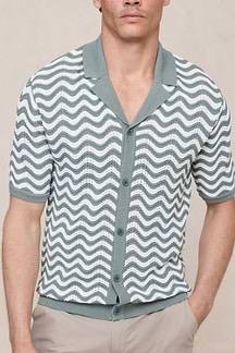 Serenita Knitted Shirt - Sage/White