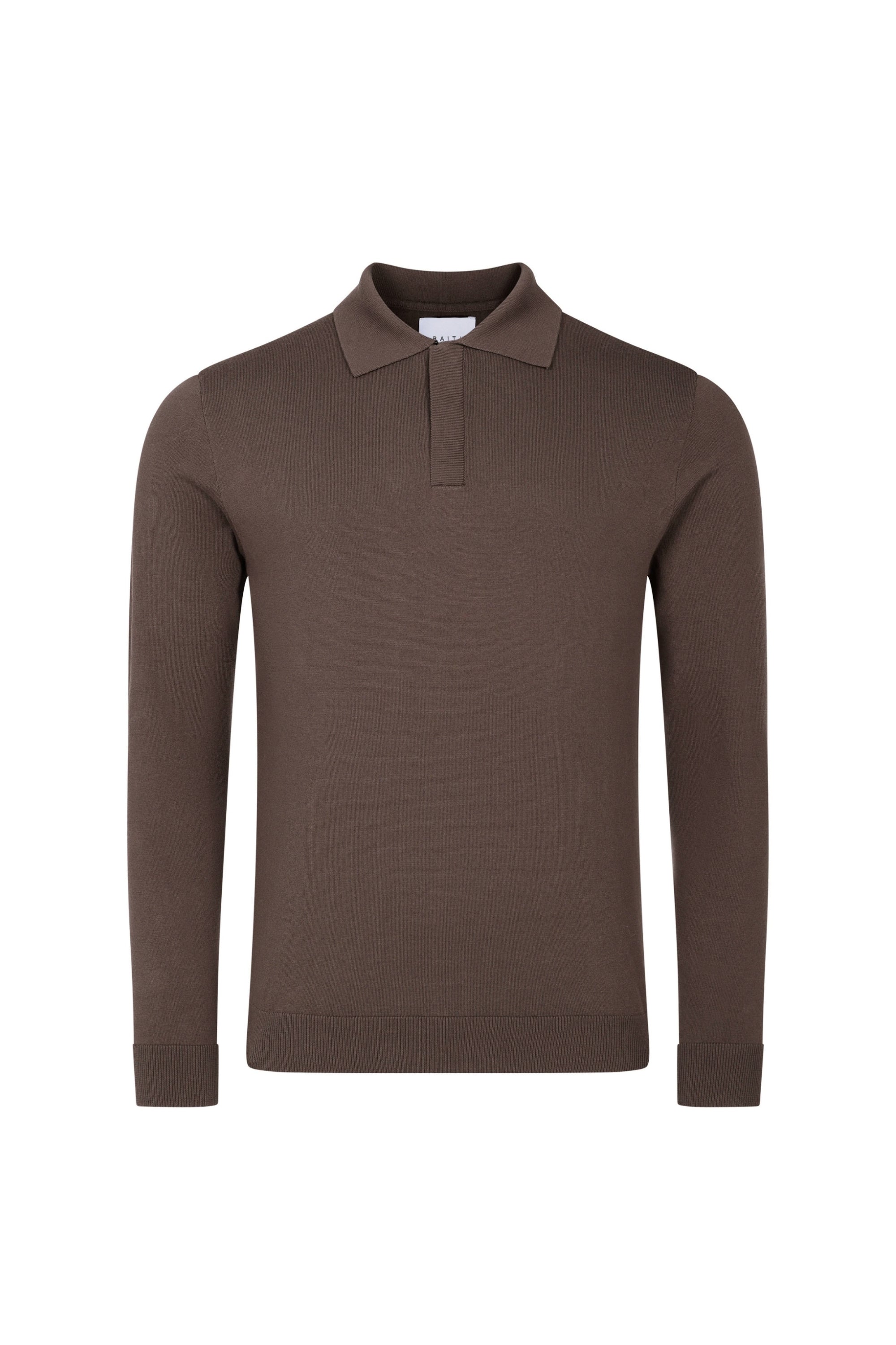 Andre Cotton Long Sleeve Button Polo - Mocha