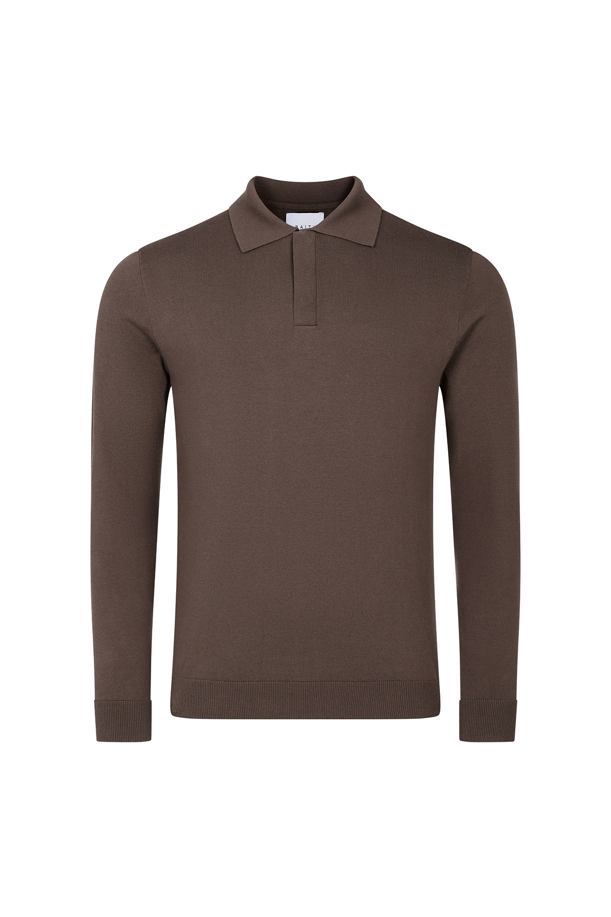 Andre Cotton Long Sleeve Button Polo - Mocha