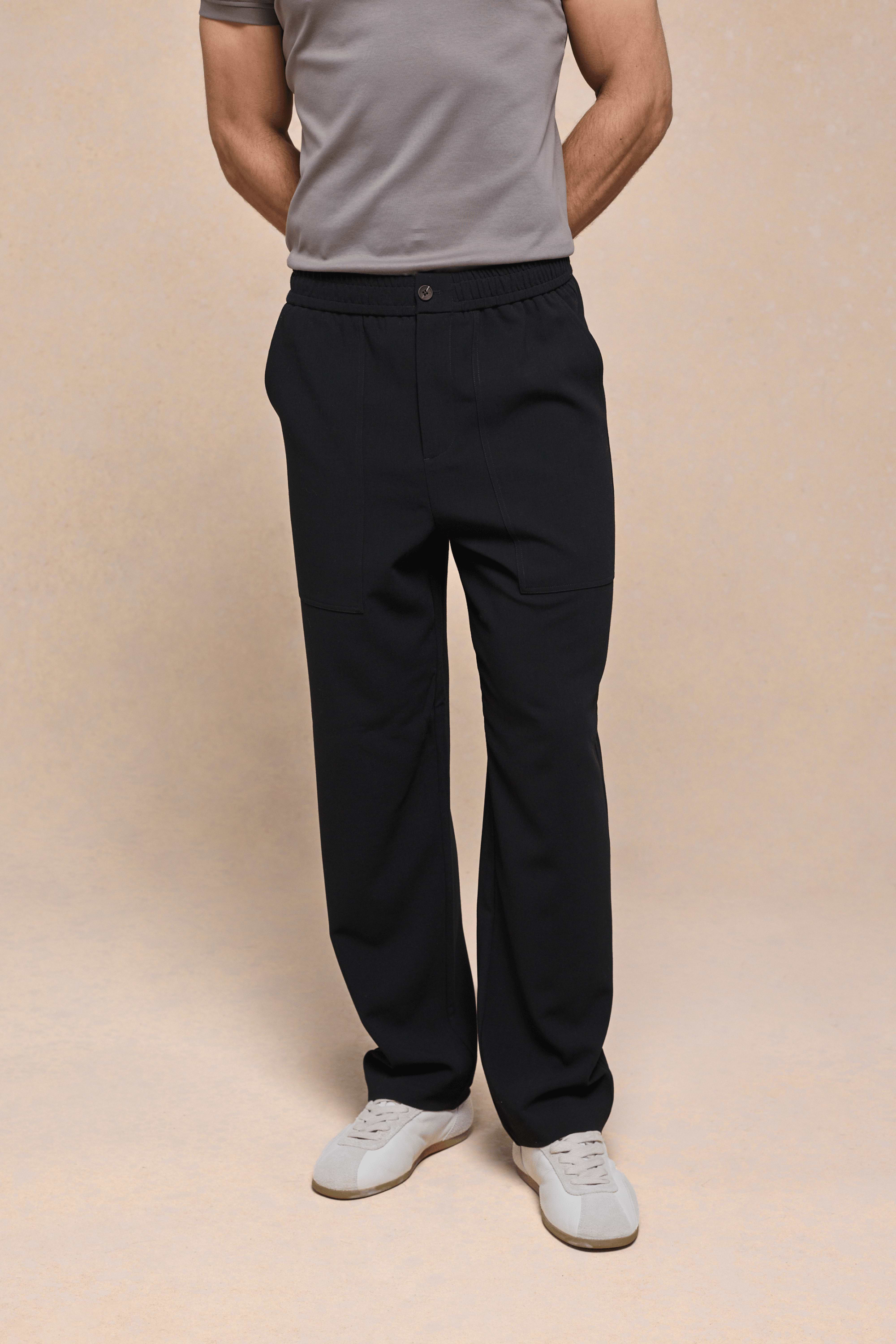 Julien Relaxed Panelled Trouser - Black