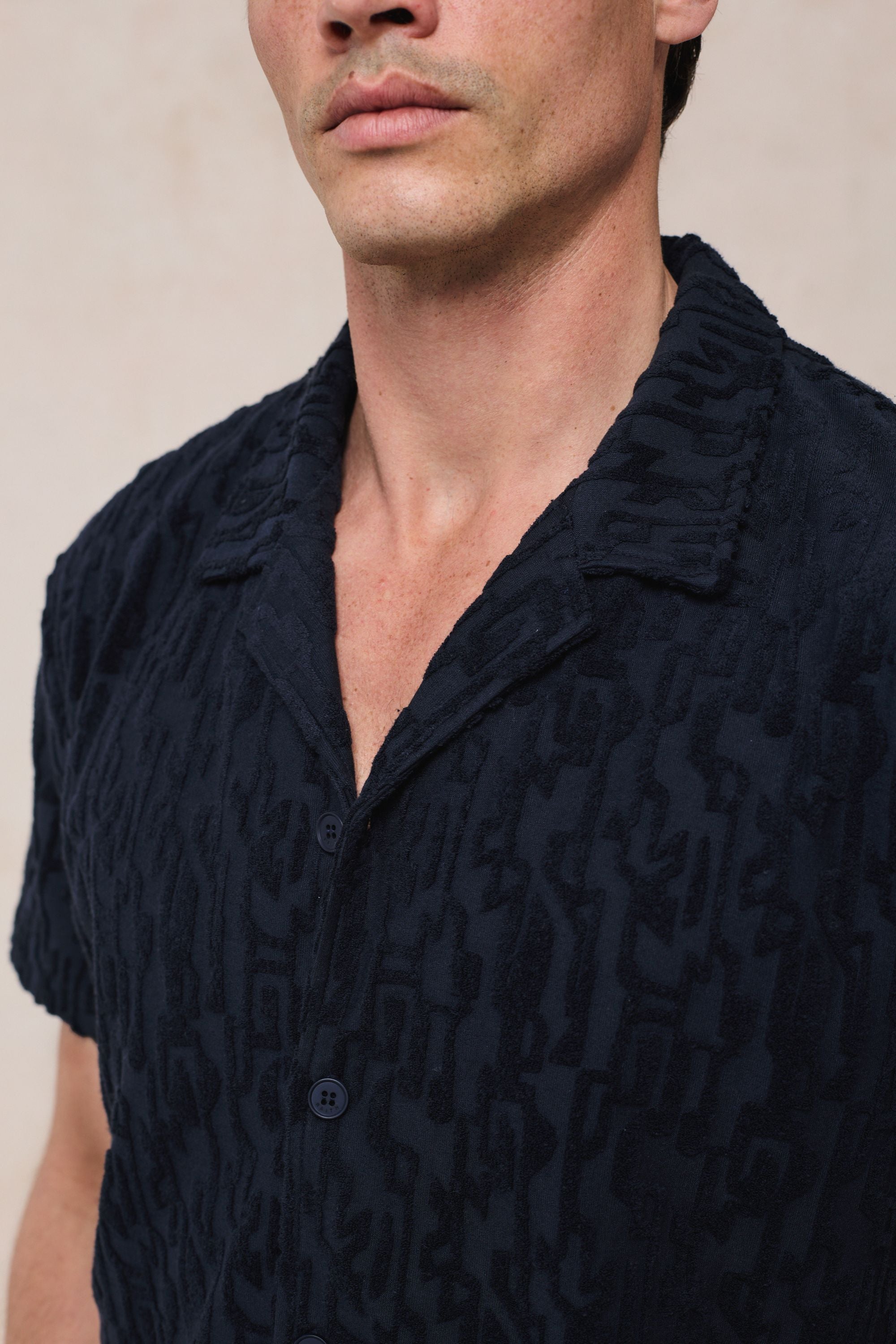 Fausto Flocked Top - Navy