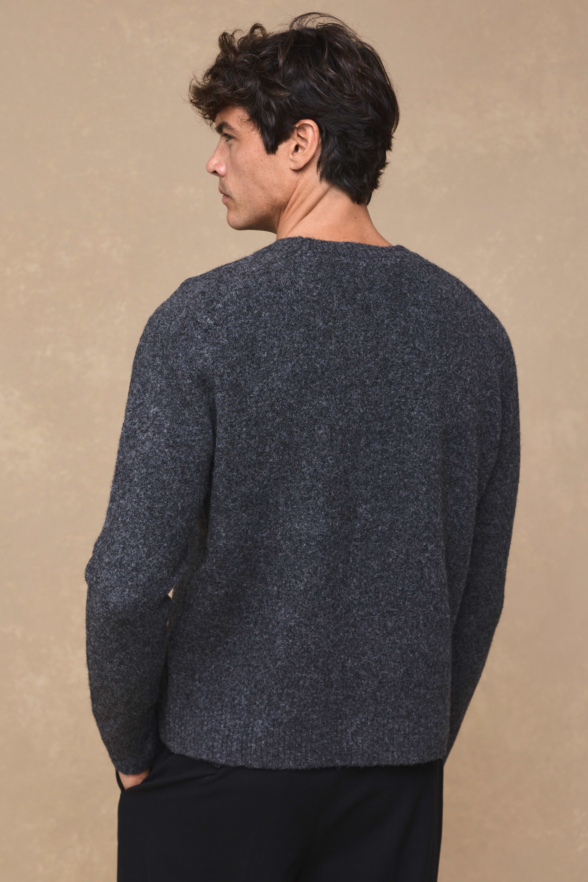 Mikkel Speckled Crew Neck Jumper - Charcoal Marl