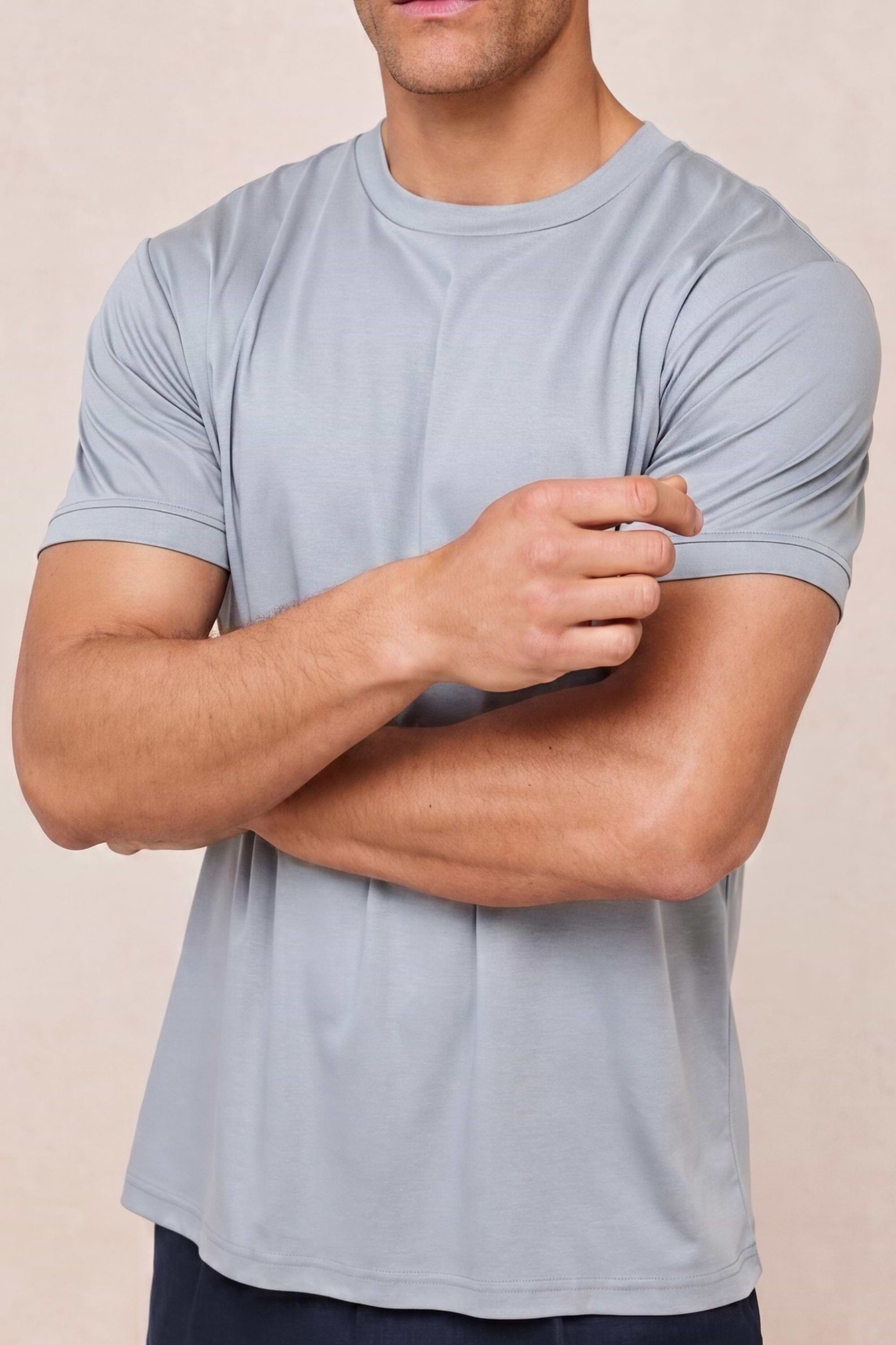 Luxe Mercerised T-Shirt - Light Pewter Blue