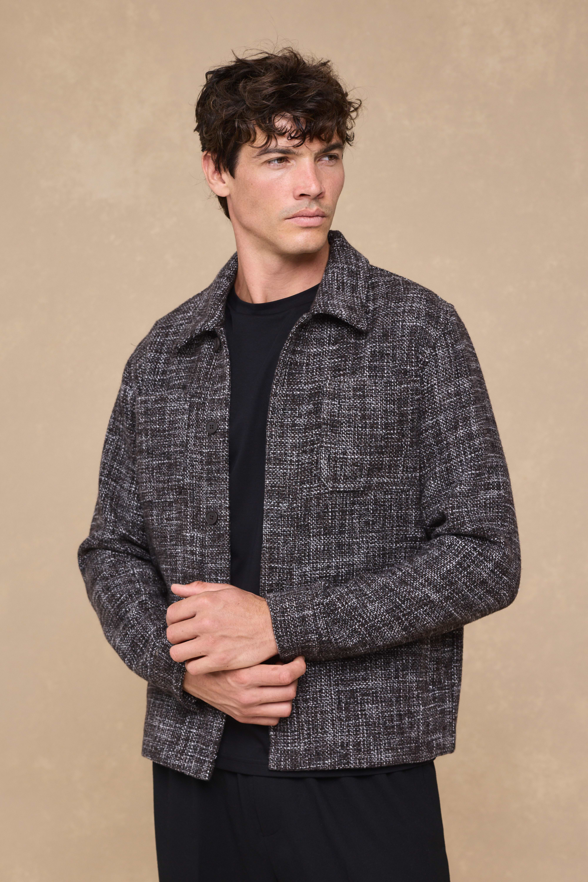 Vincent Tweed Overshirt - Brown Multi