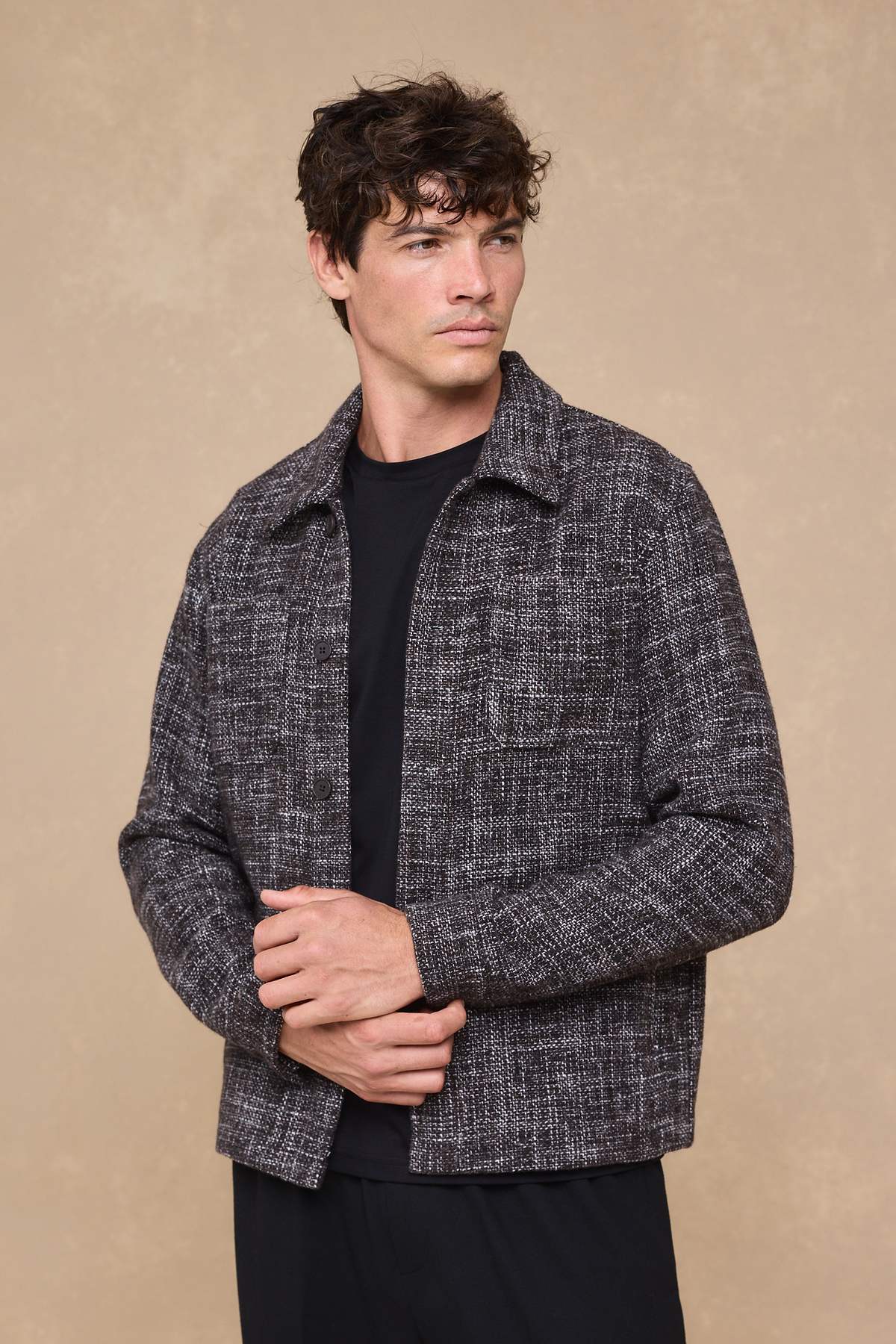 Vincent Tweed Overshirt - Brown Multi