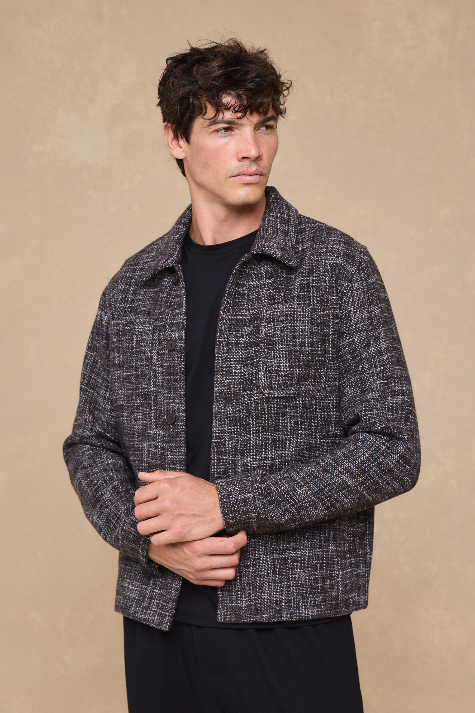 Vincent Tweed Overshirt - Brown Multi