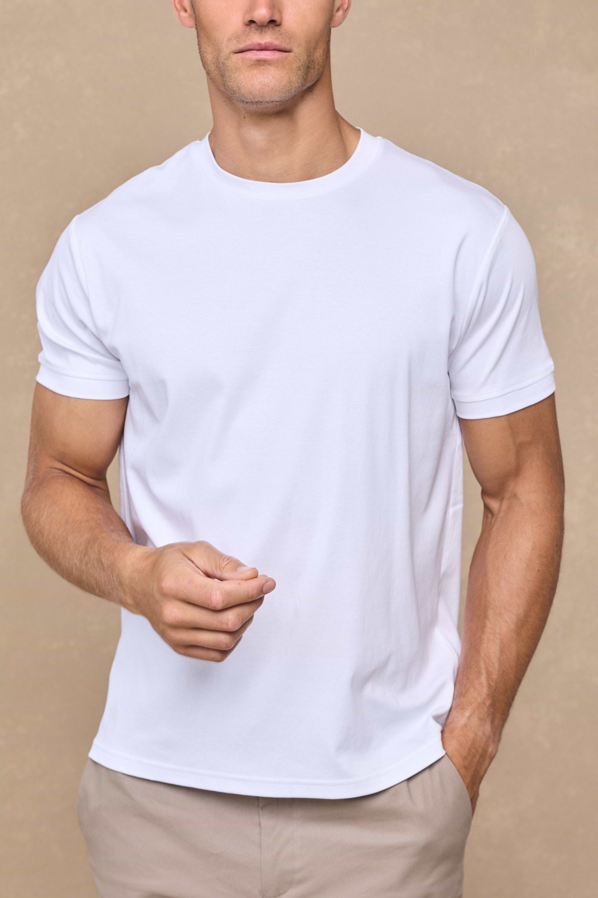 Luxuriöses, merzerisiertes T-Shirt - Weiß