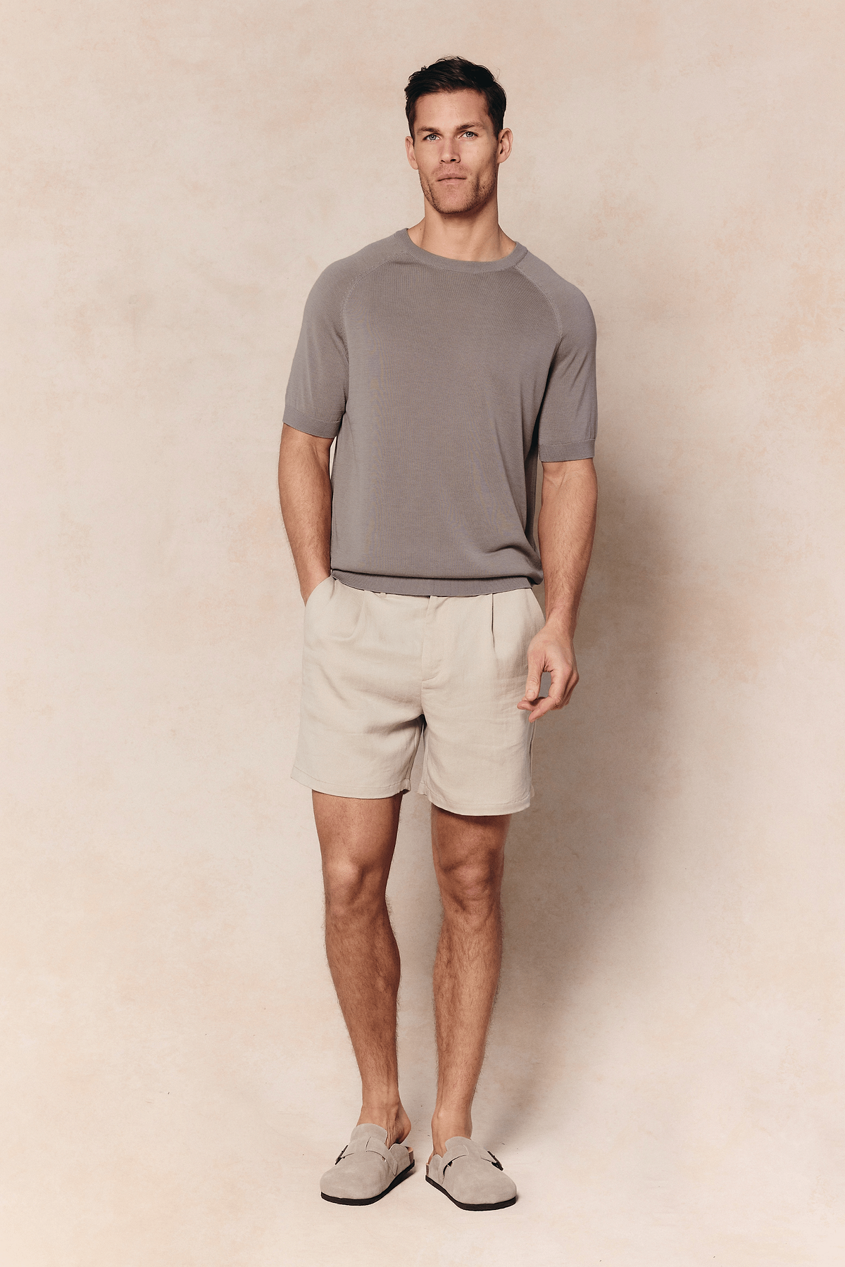 Riera Strick-T-Shirt mit Rundhalsausschnitt - Sand