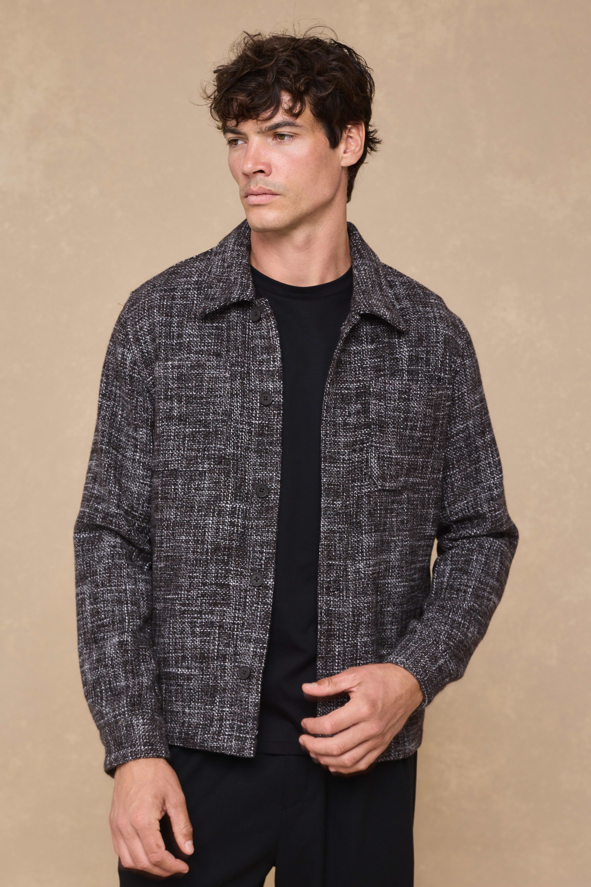 Vincent Tweed Overshirt - Brown Multi