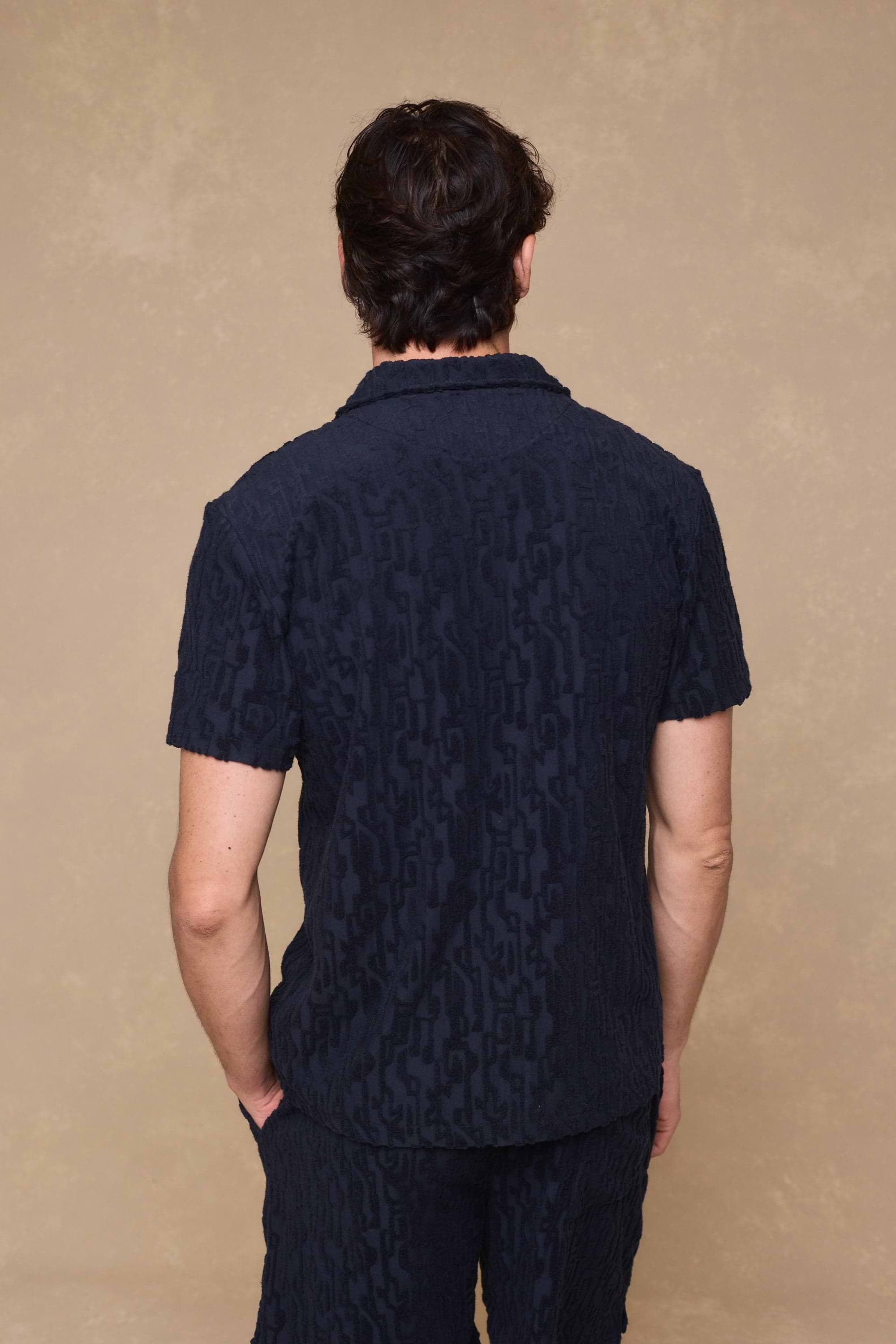 Fausto Flocked Top - Navy