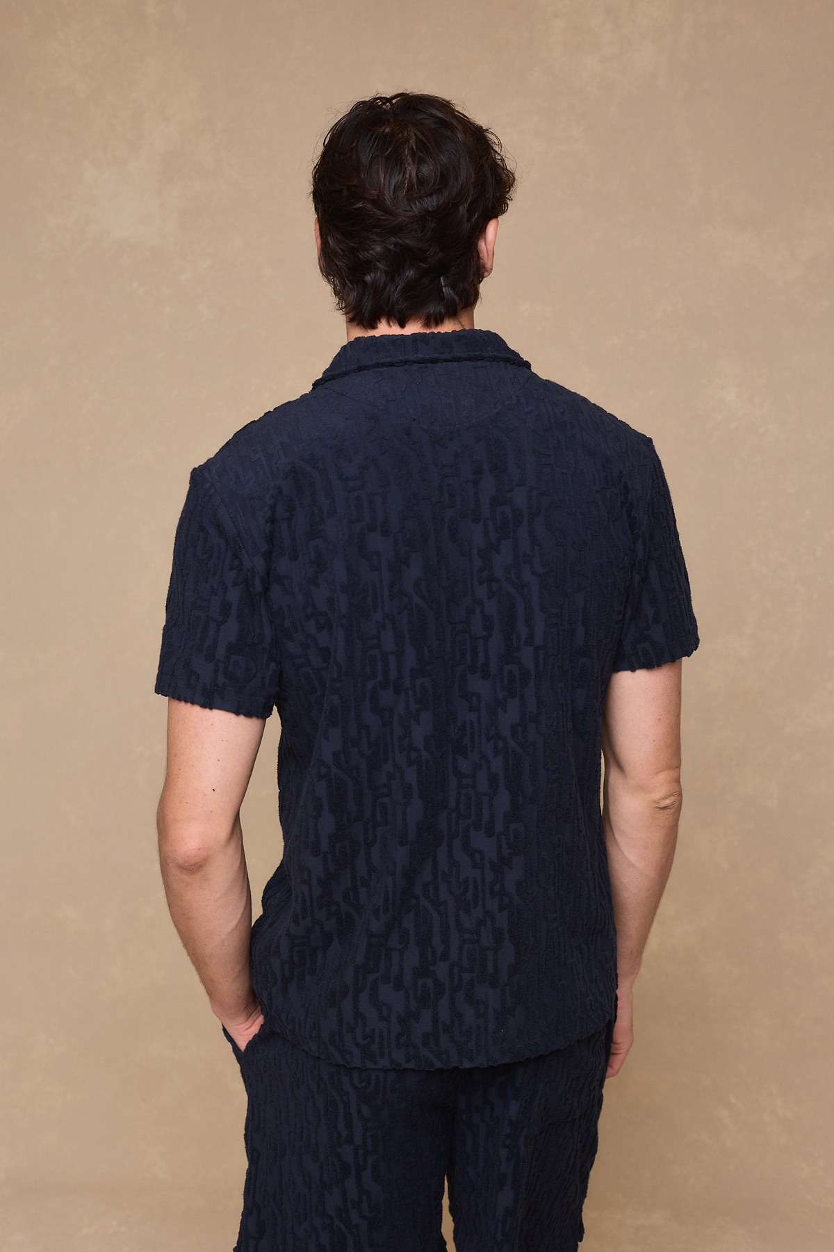 Fausto Flocked Top - Navy