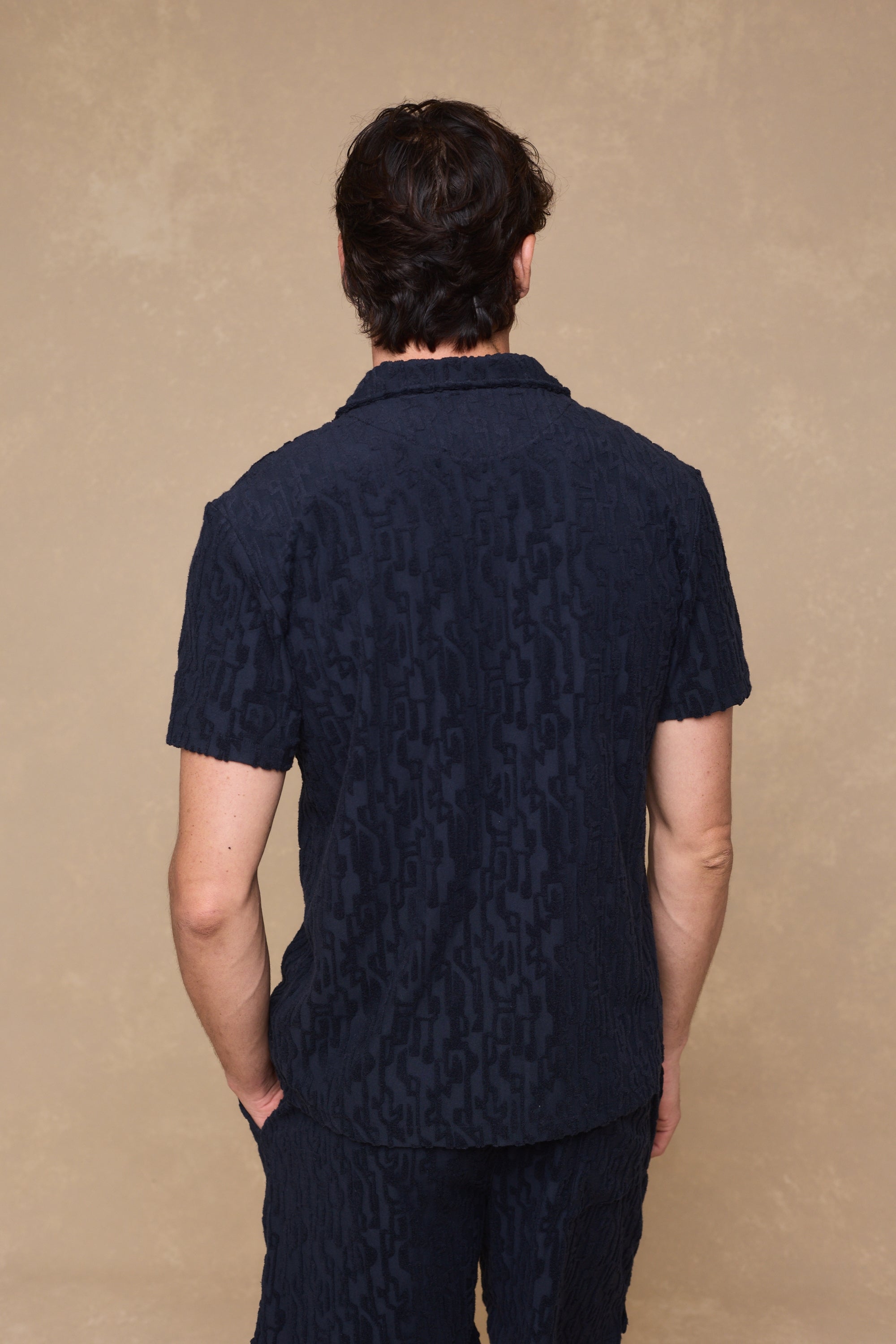 Fausto Flocked Top - Navy