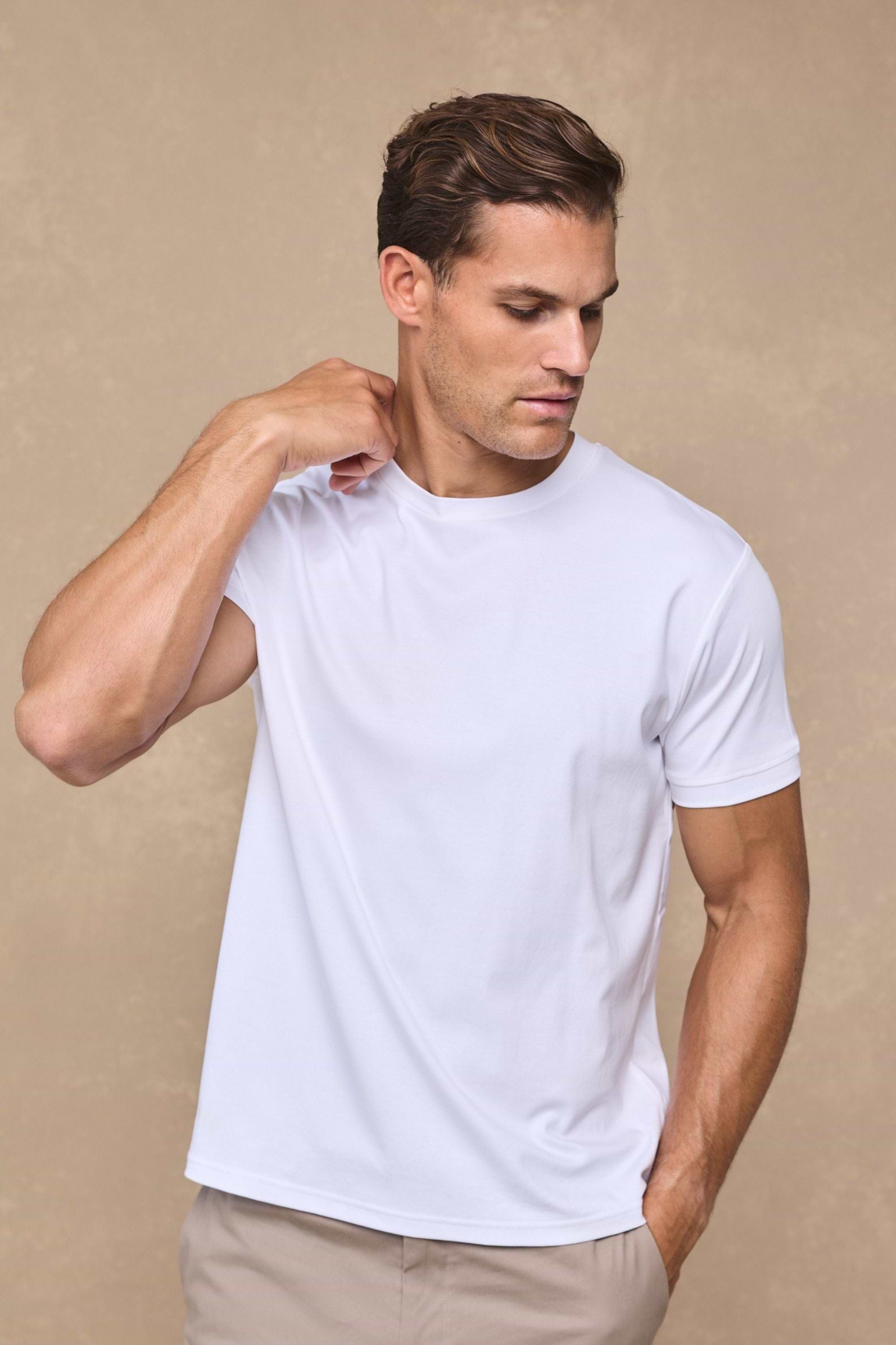 Luxuriöses, merzerisiertes T-Shirt - Weiß