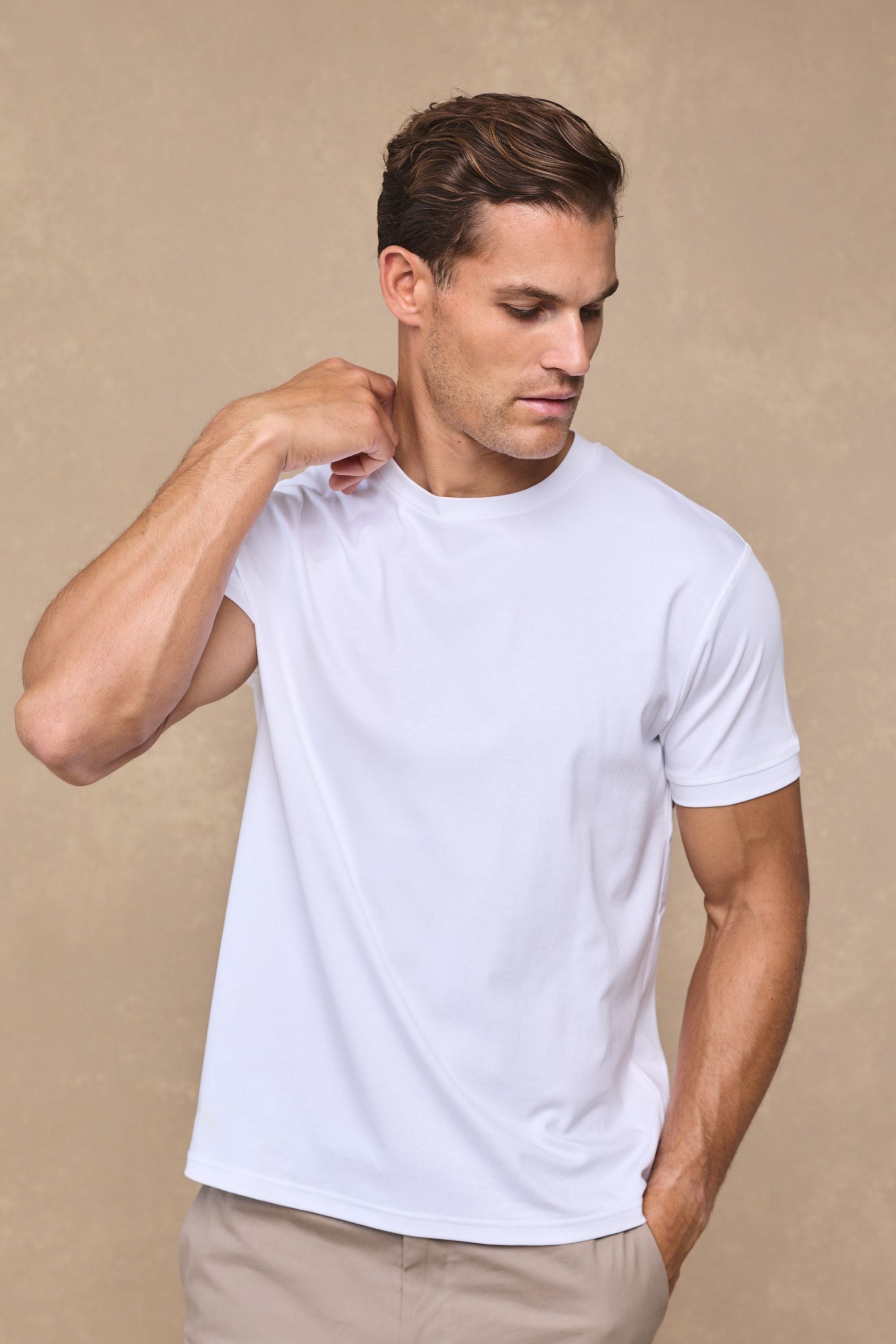 Luxuriöses, merzerisiertes T-Shirt - Weiß