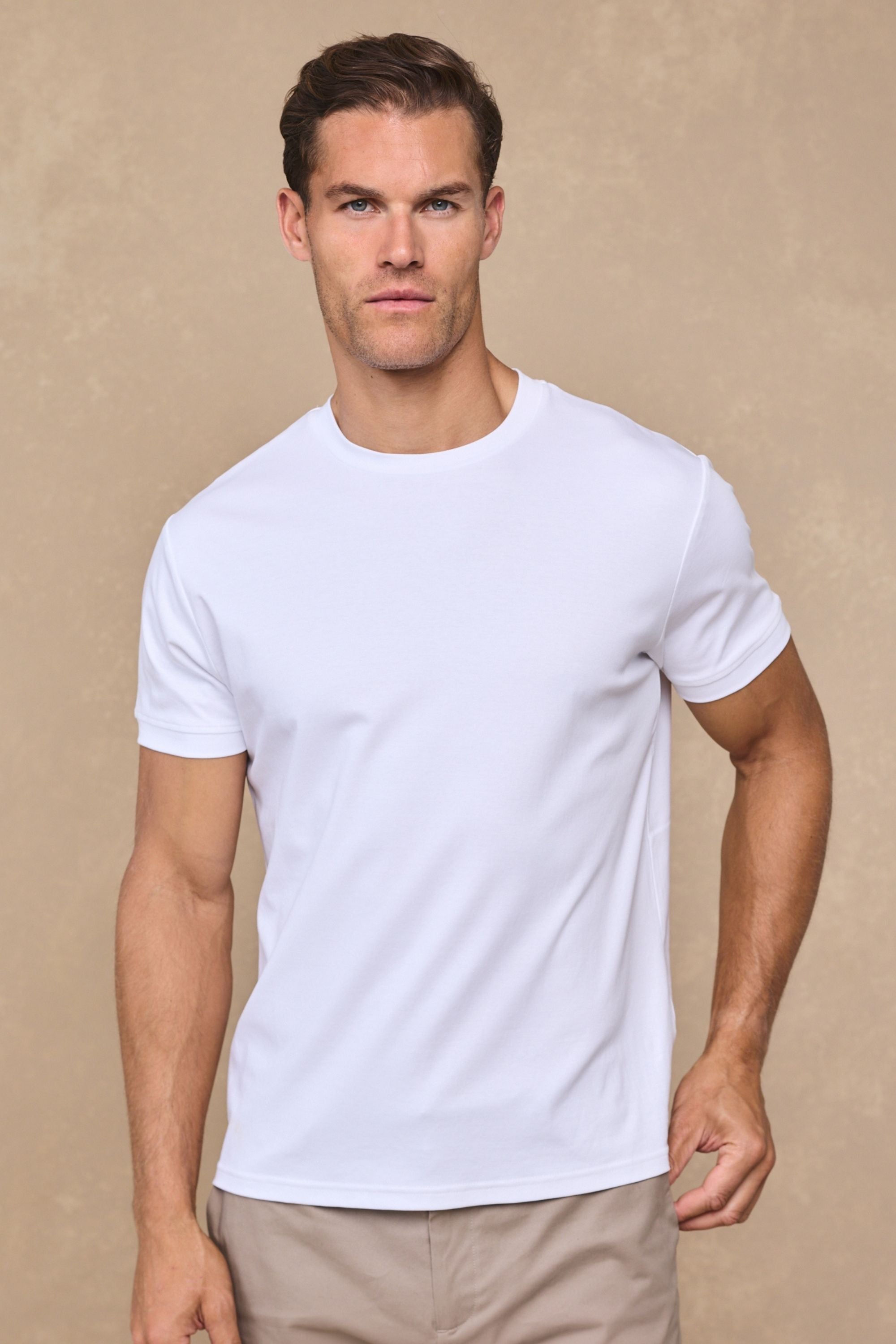 Luxuriöses, merzerisiertes T-Shirt - Weiß