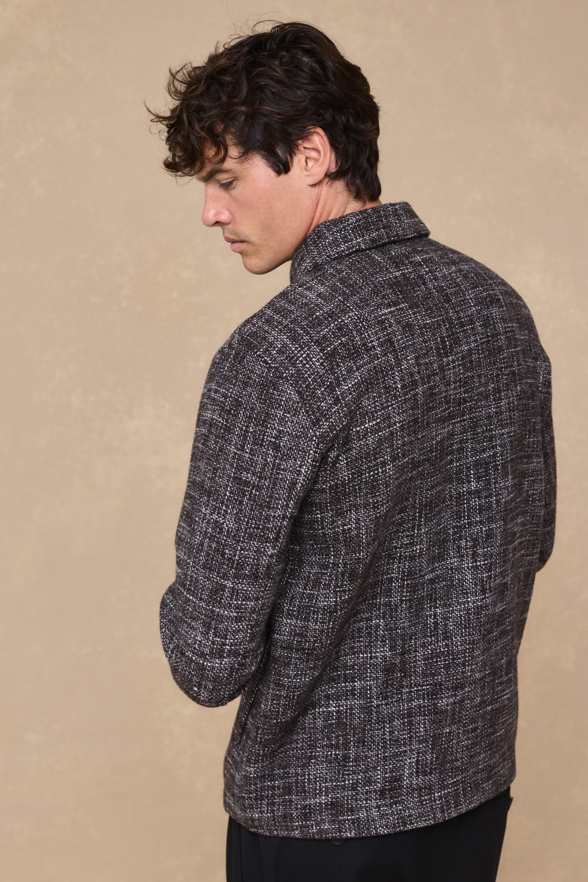 Vincent Tweed Overshirt - Brown Multi