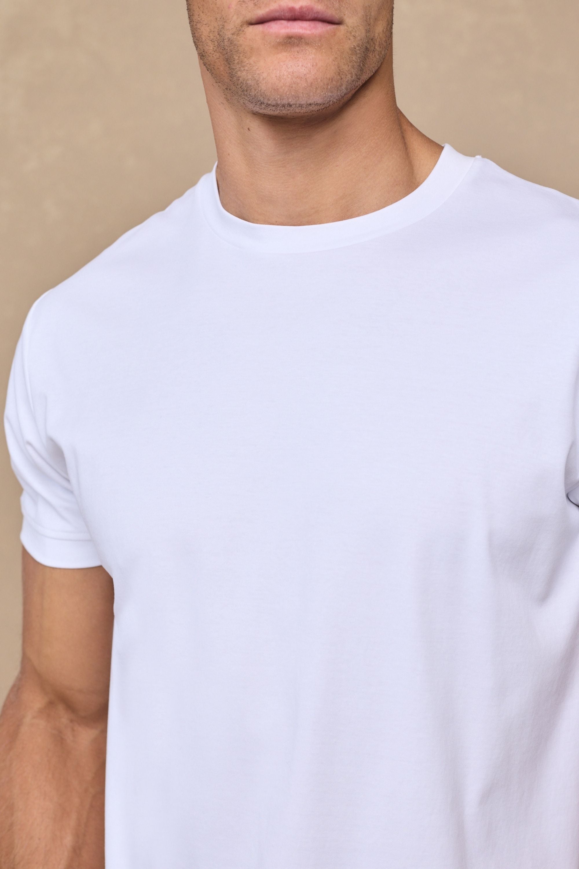 Luxuriöses, merzerisiertes T-Shirt - Weiß