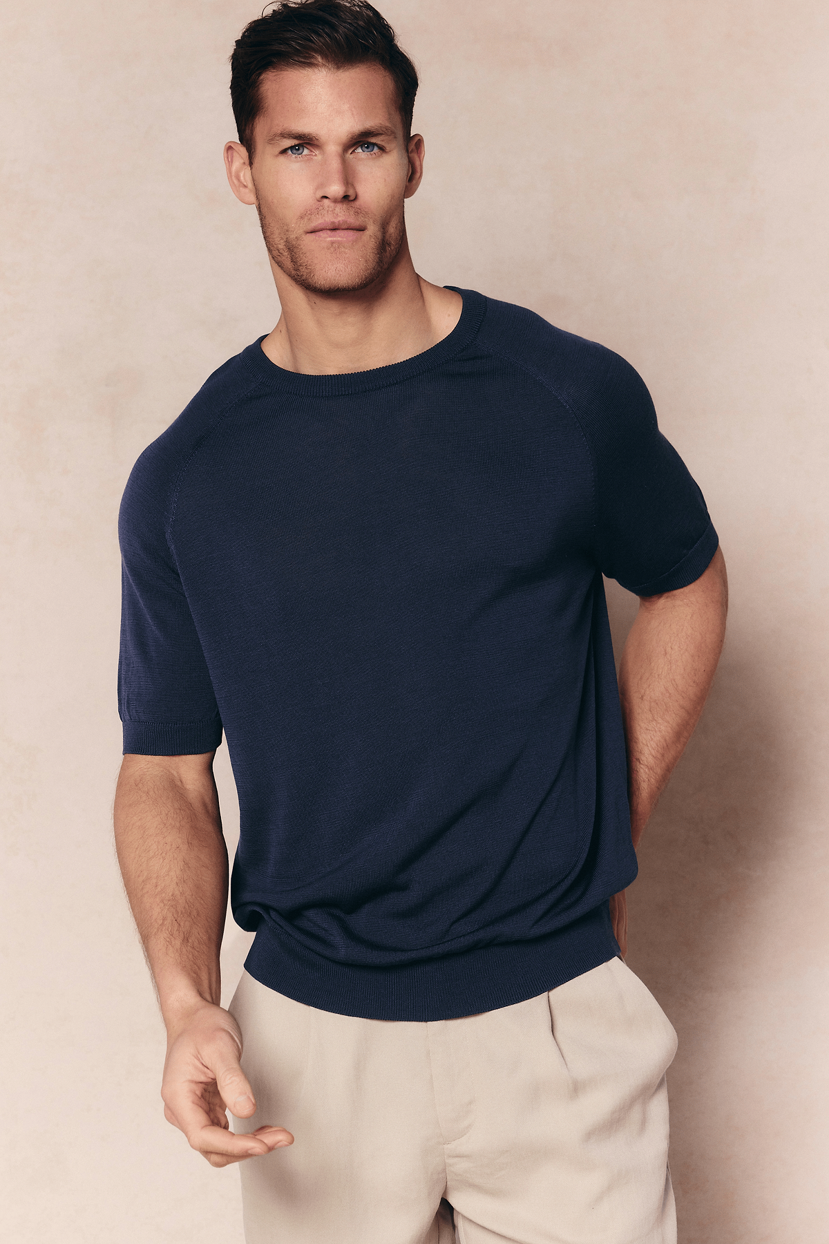 Riera Strick-T-Shirt mit Rundhalsausschnitt - Mitternachtsblau