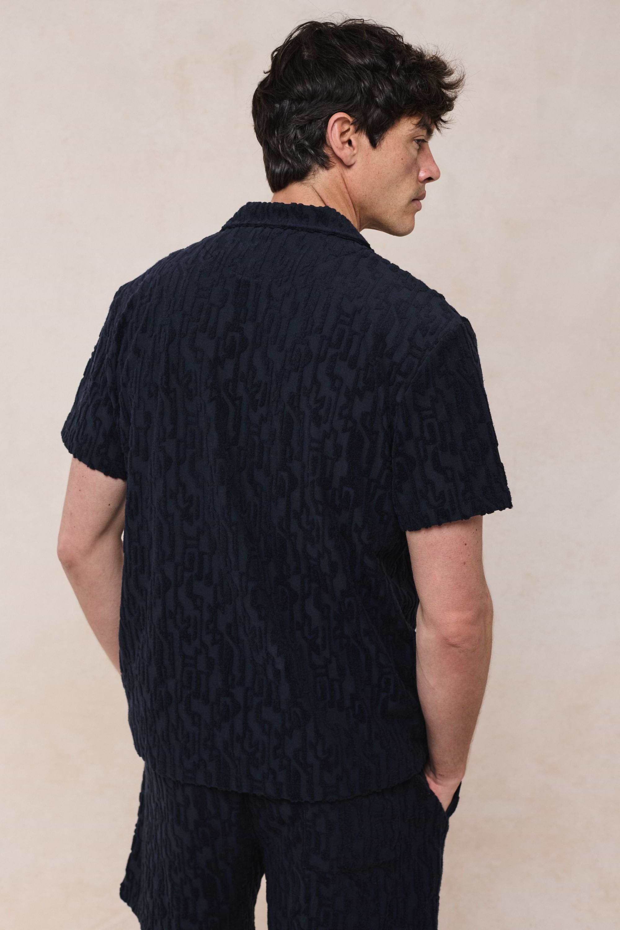 Fausto Flocked Top - Navy