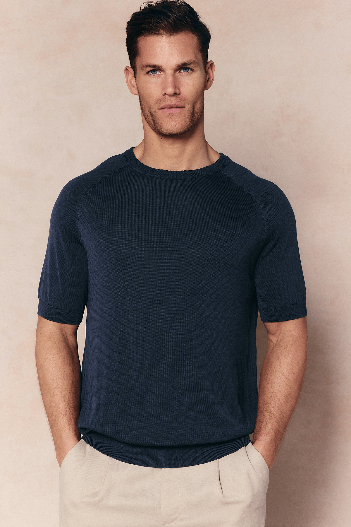 Riera Strick-T-Shirt mit Rundhalsausschnitt - Mitternachtsblau