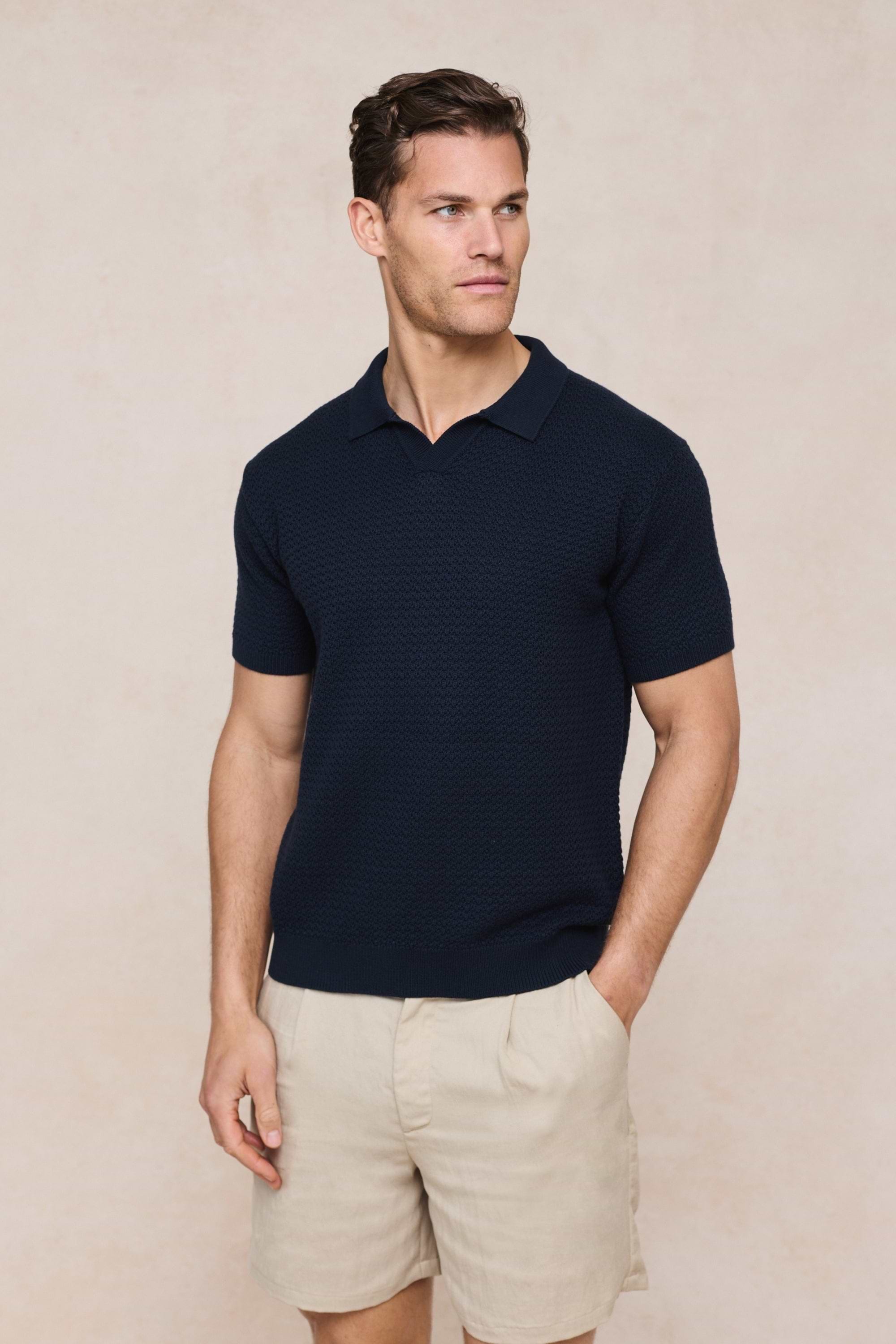 Rapha Cotton Knit Polo - Navy