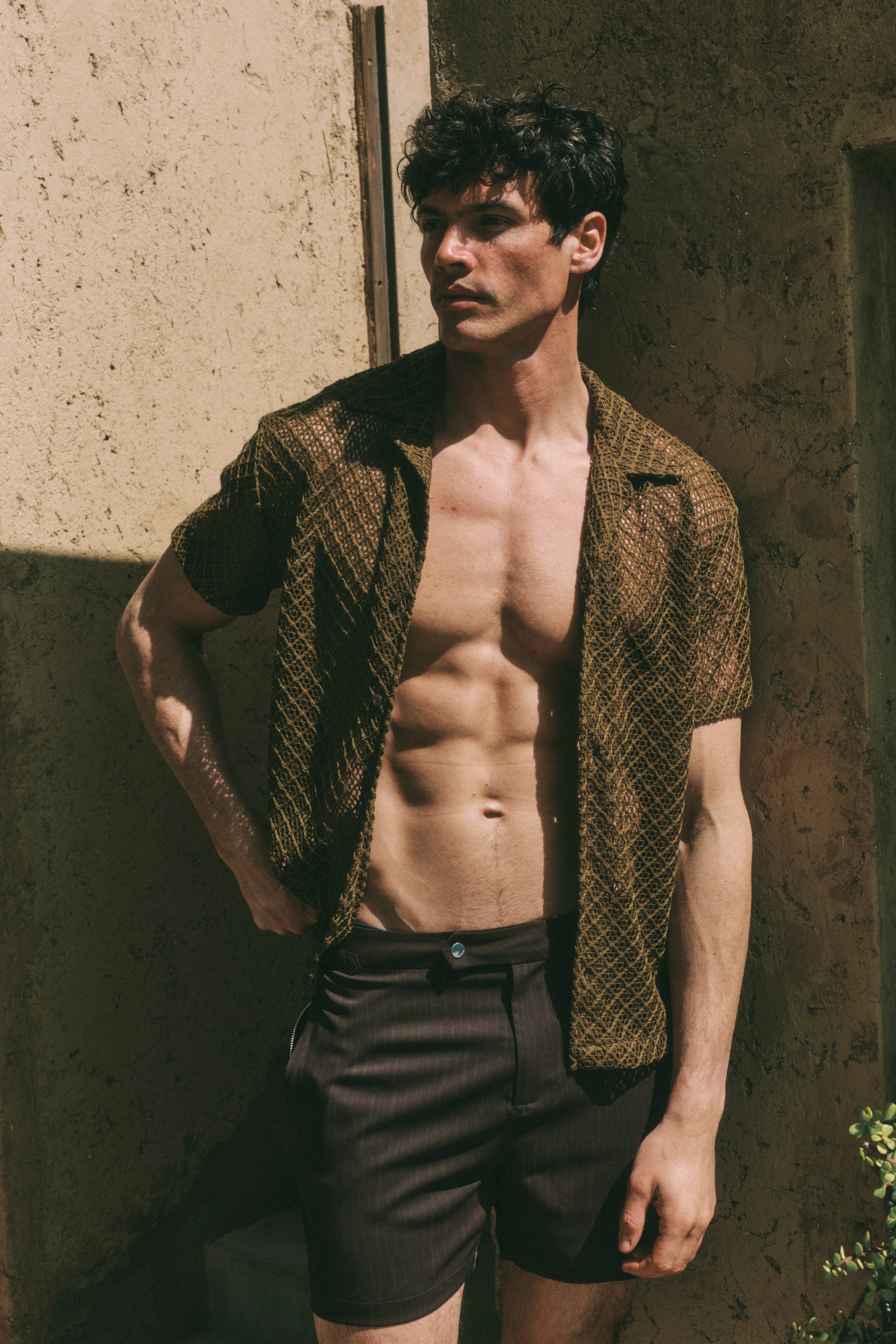 Silas Tailored Swim Short With Adjusters - Brown/Light Brown