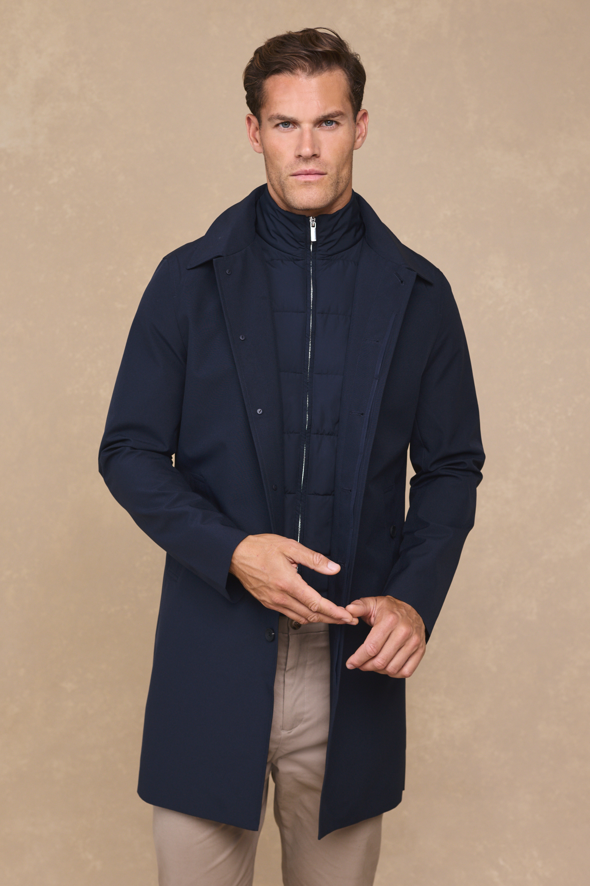 Cohen Trench Coat With Dettachable Insert - Navy
