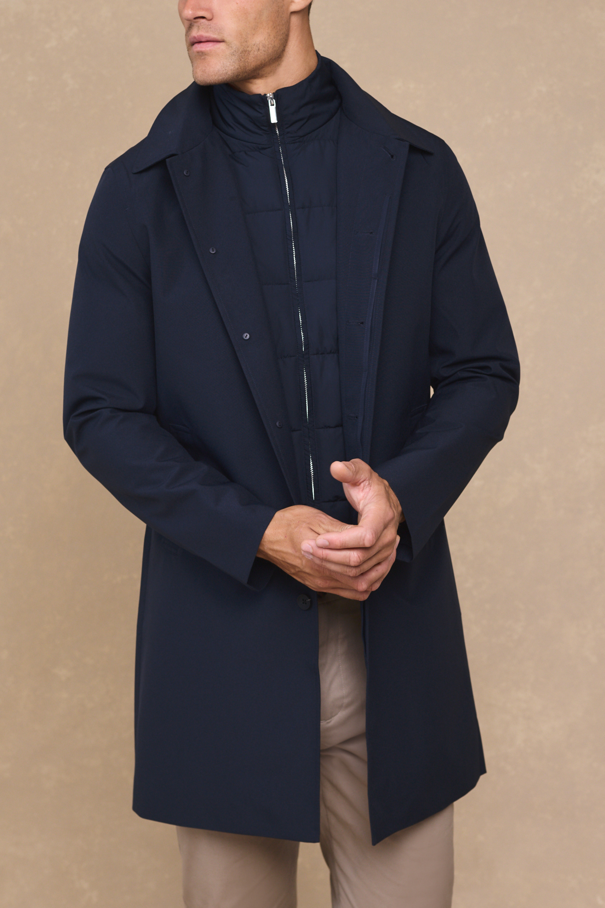Cohen Trench Coat With Dettachable Insert - Navy