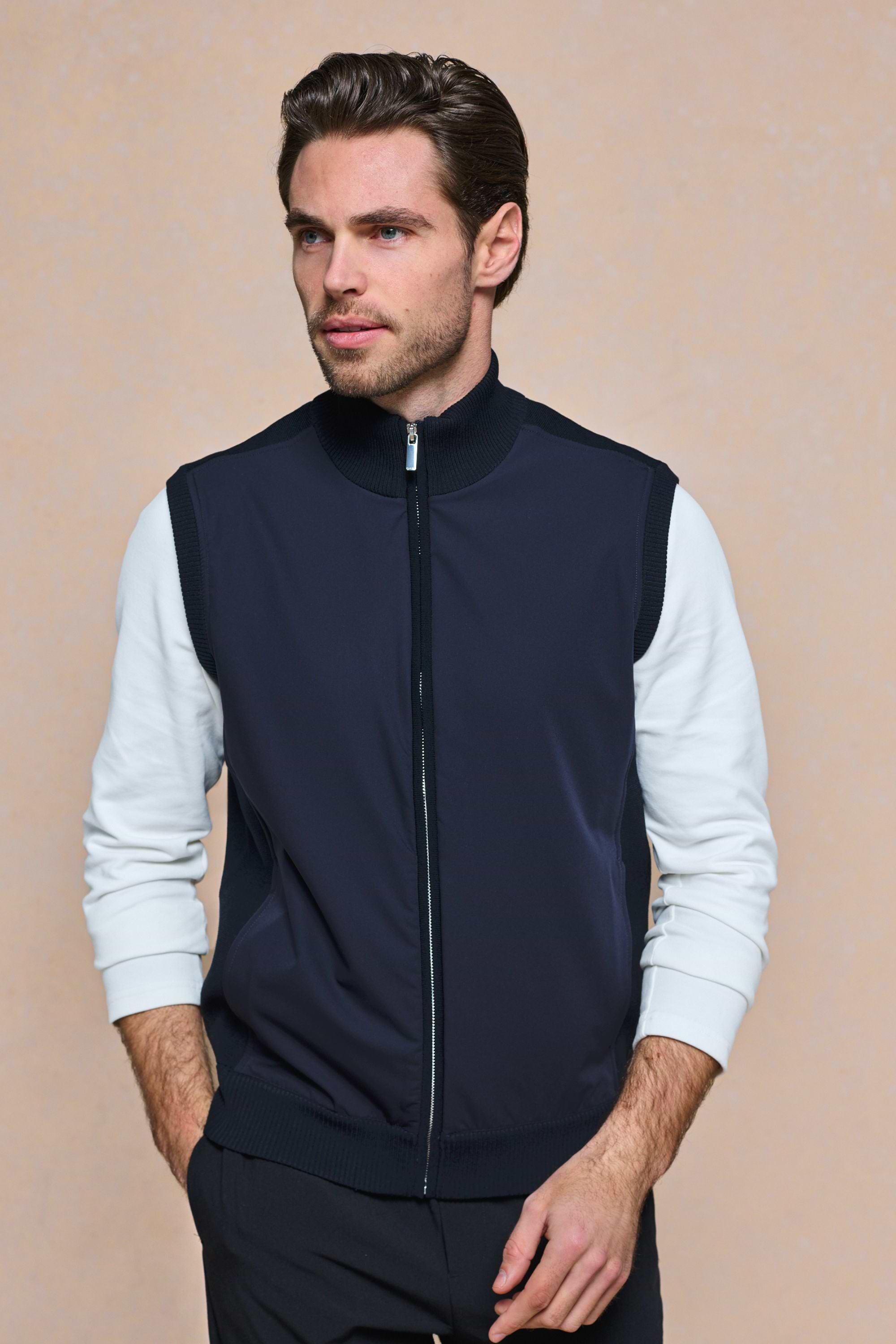 Davi Hybrid Knitted Gilet - Midnight Navy