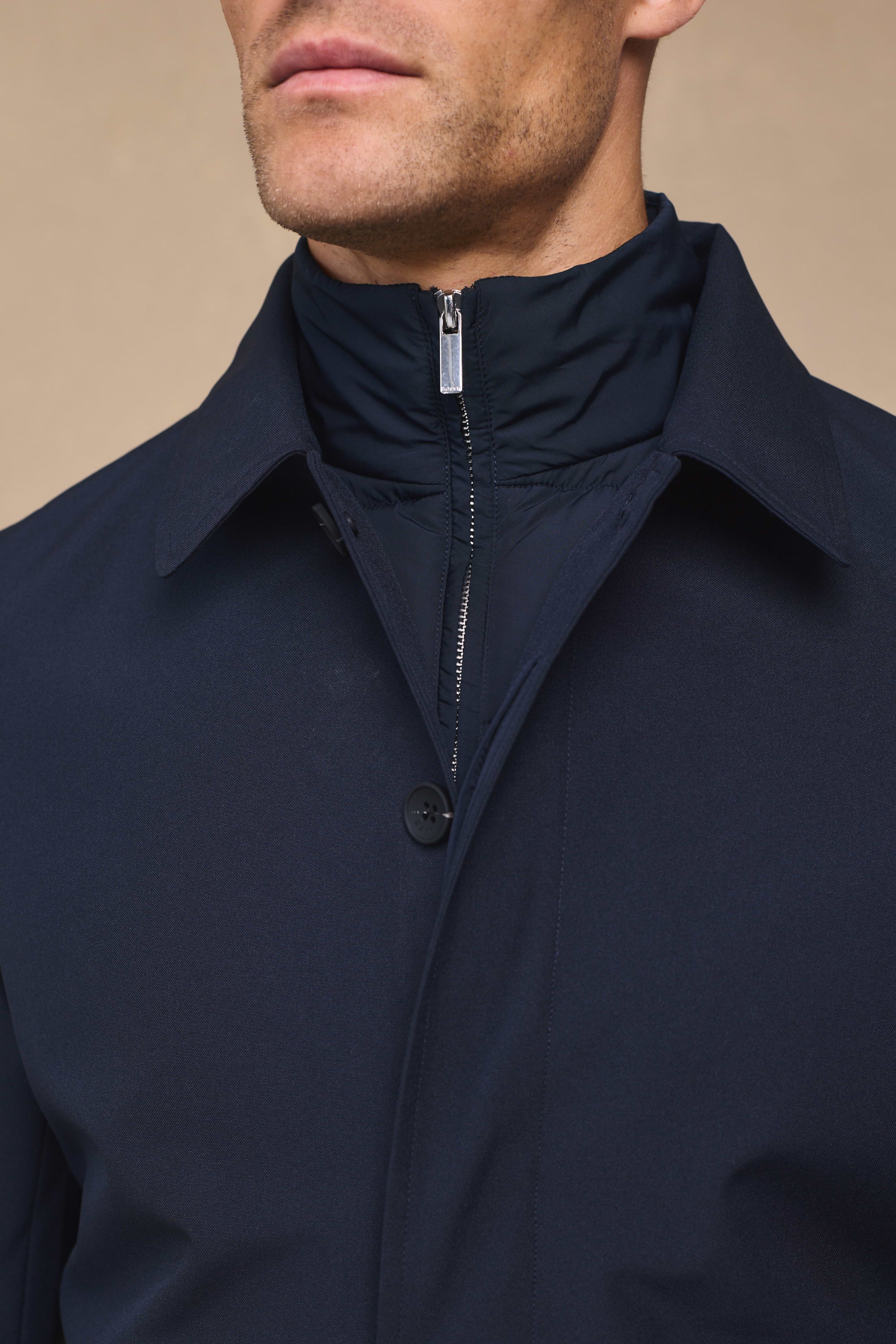 Cohen Trench Coat With Dettachable Insert - Navy