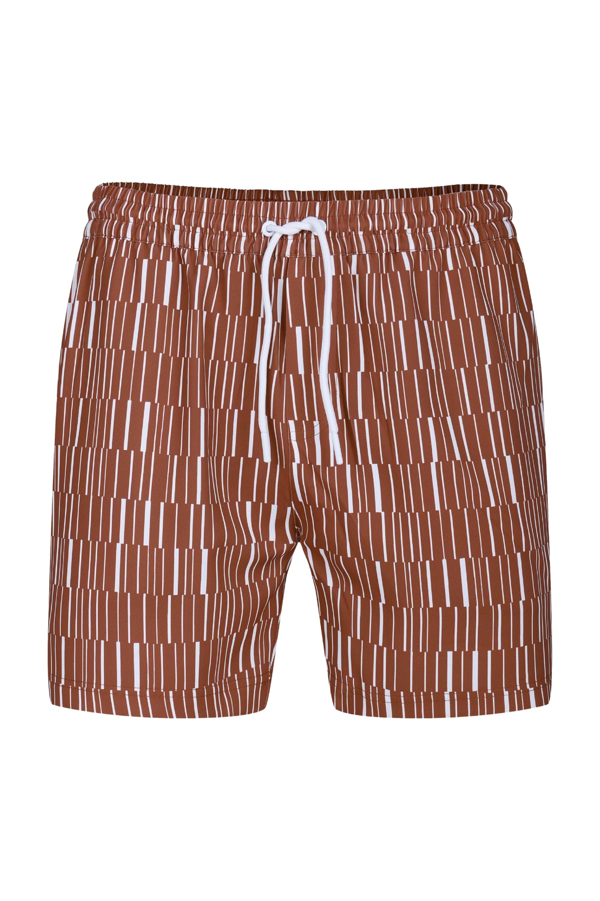 Chalco Elasticated Waist Swim Short - Rust/Ecru