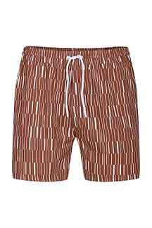 Chalco Elasticated Waist Swim Short - Rust/Ecru