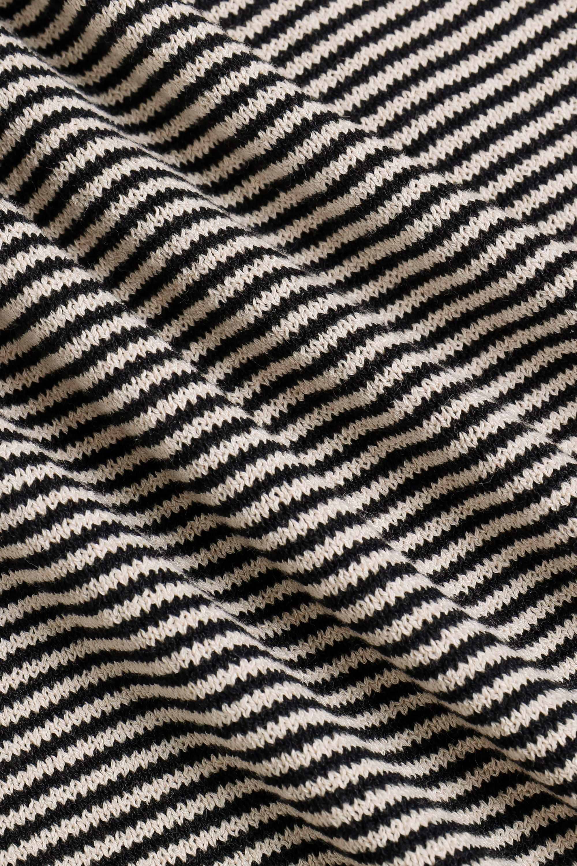Felipe Contrast Hems Striped Linen Half Placket Polo - Beige/Black
