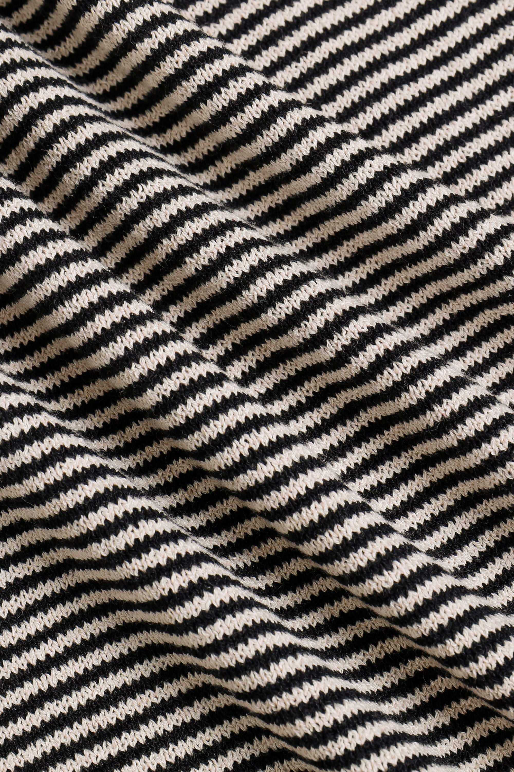 Felipe Contrast Hems Striped Linen Half Placket Polo - Beige/Black