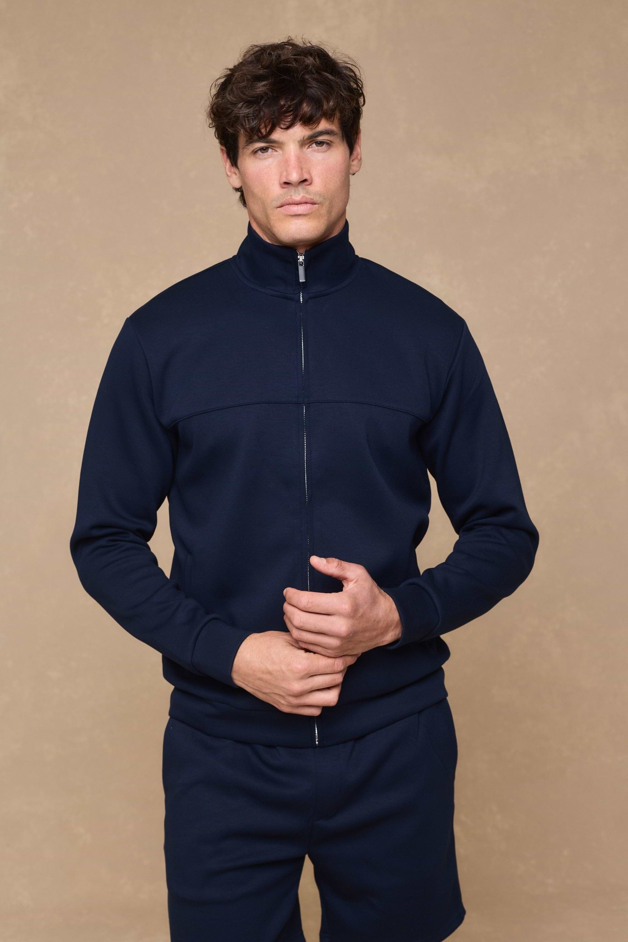 Luxe Zip Through Jacket - Navy